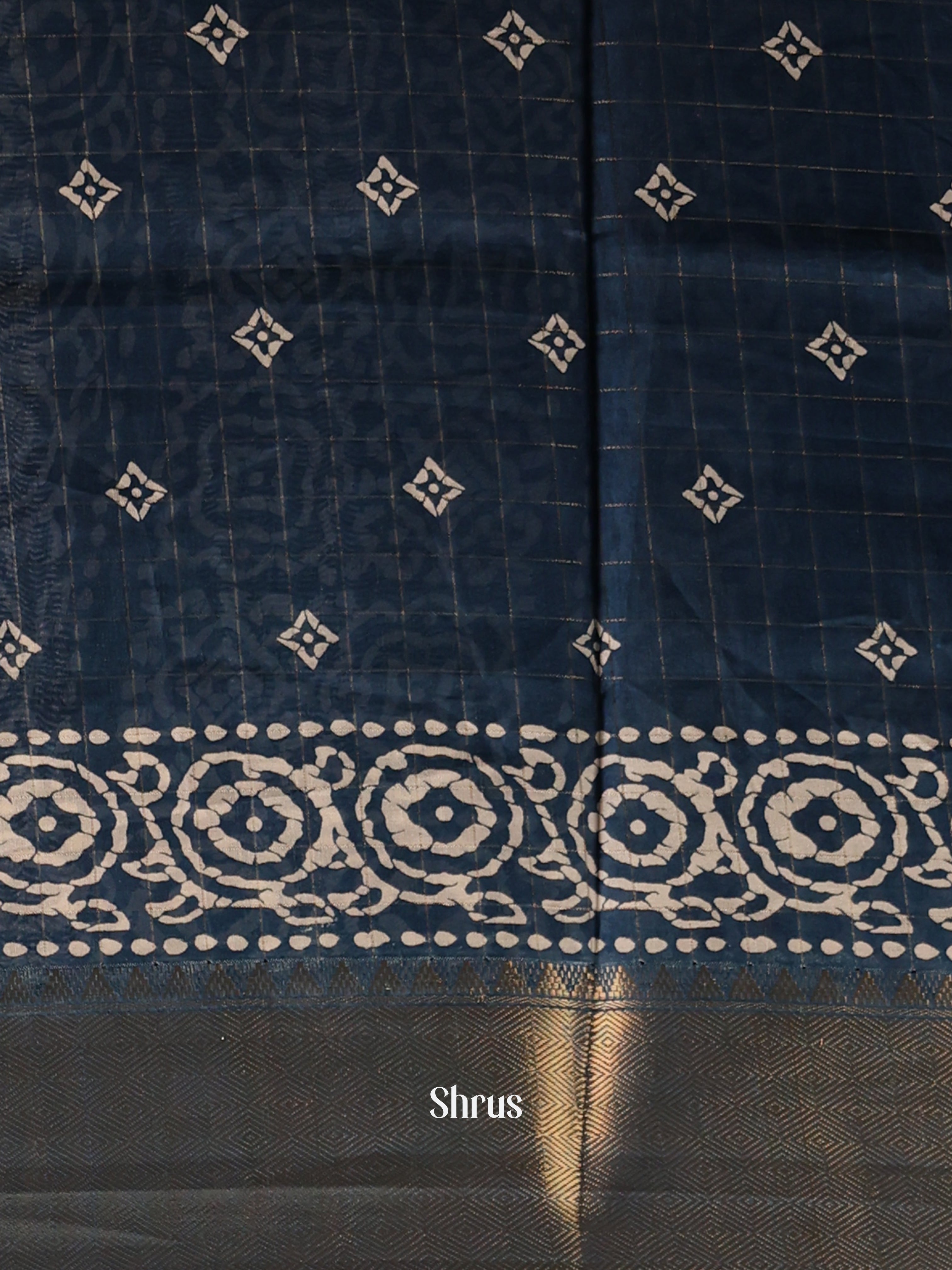 Blue - Semi Crepe Saree