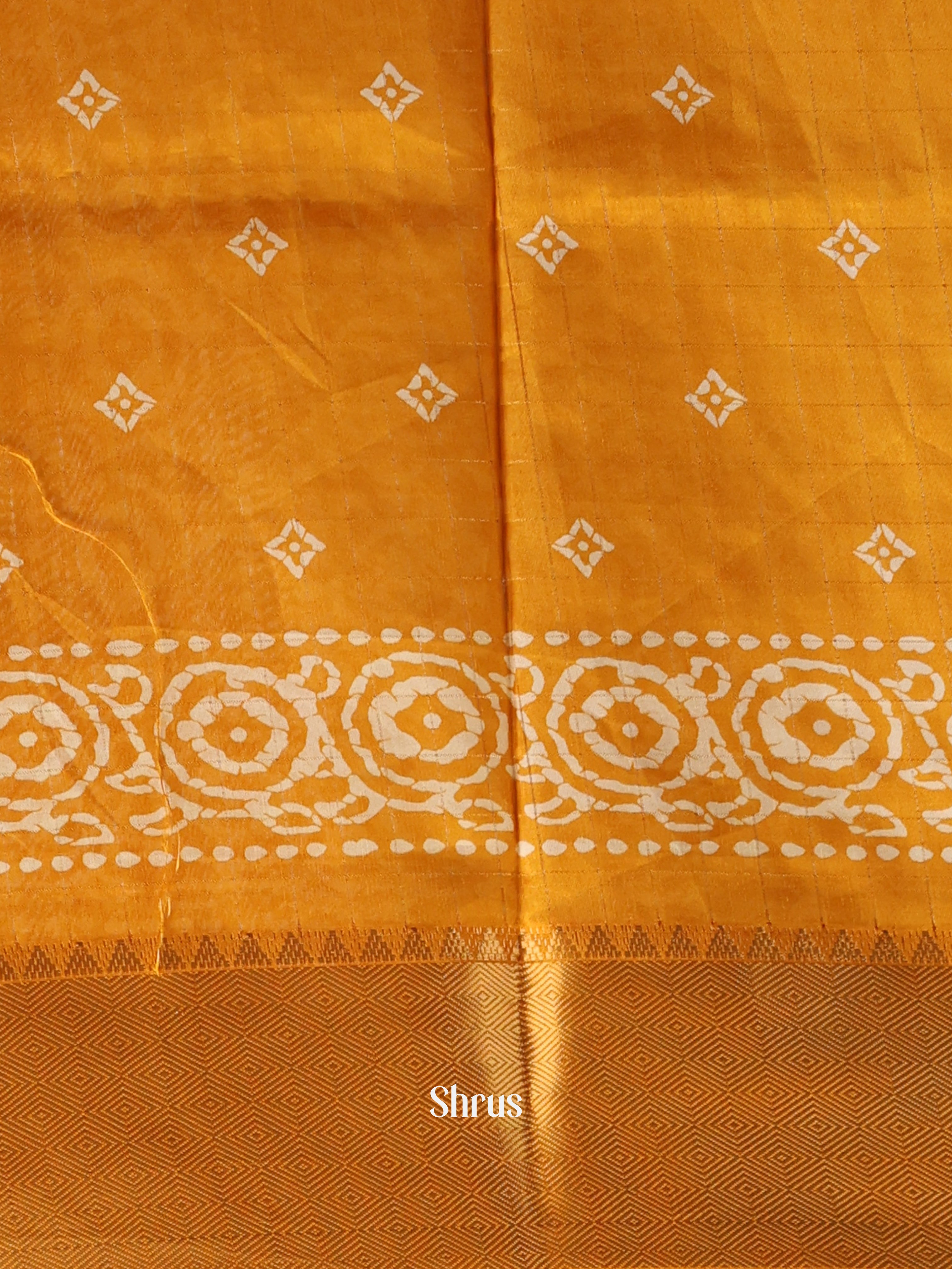 Yellow - Semi Crepe Saree