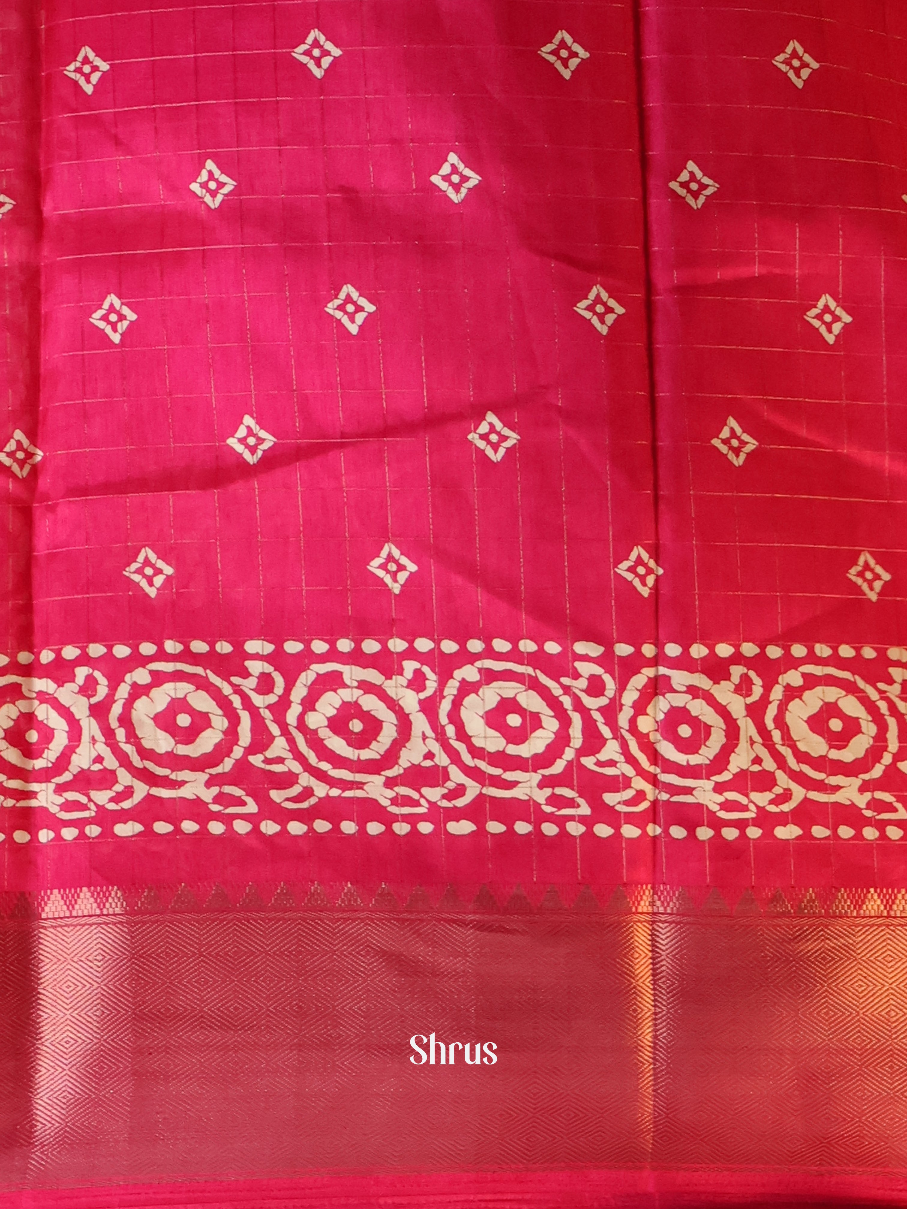 Pink - Semi Crepe Saree