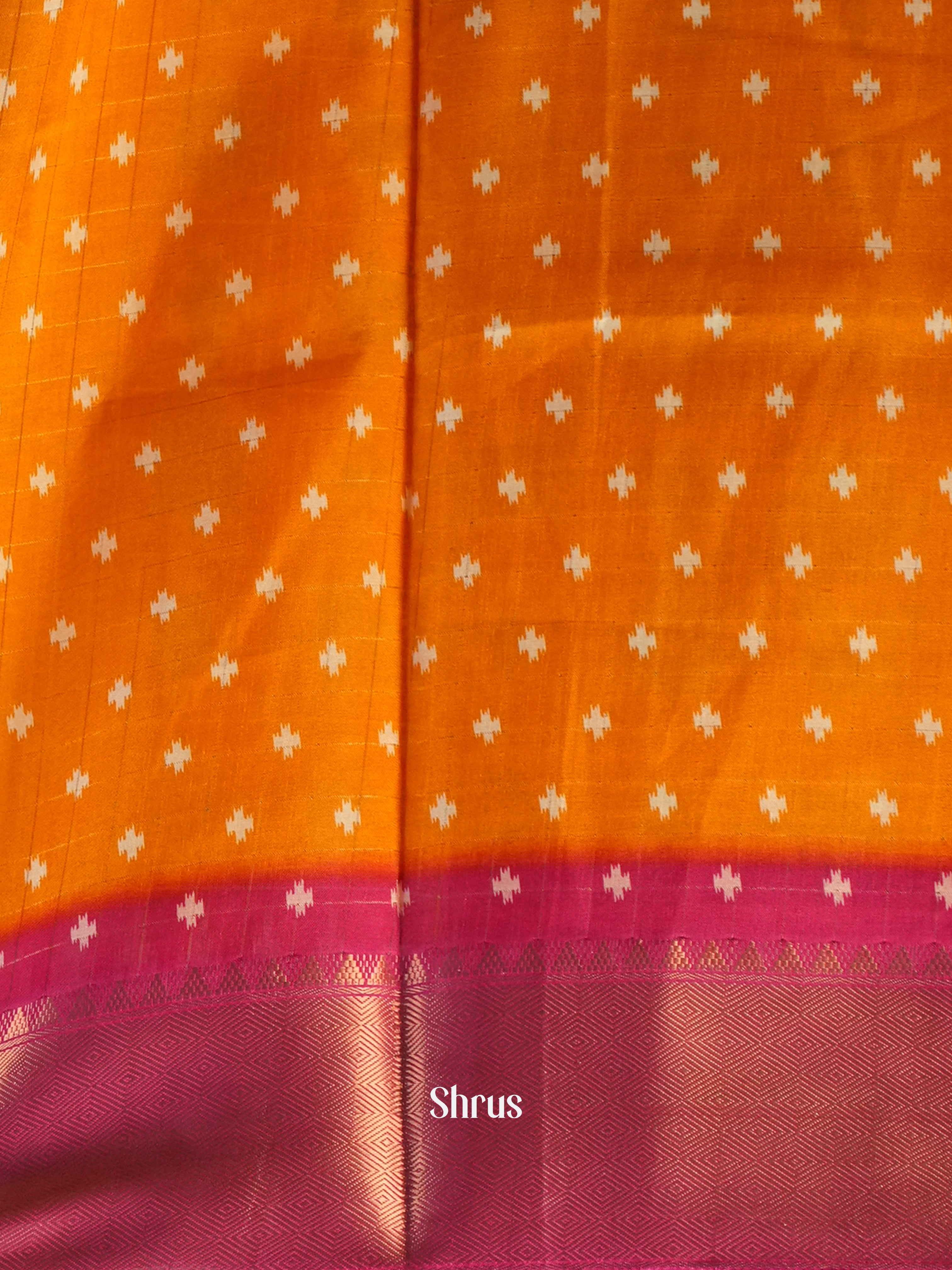 Mustard & Pink - Semi Crepe Saree