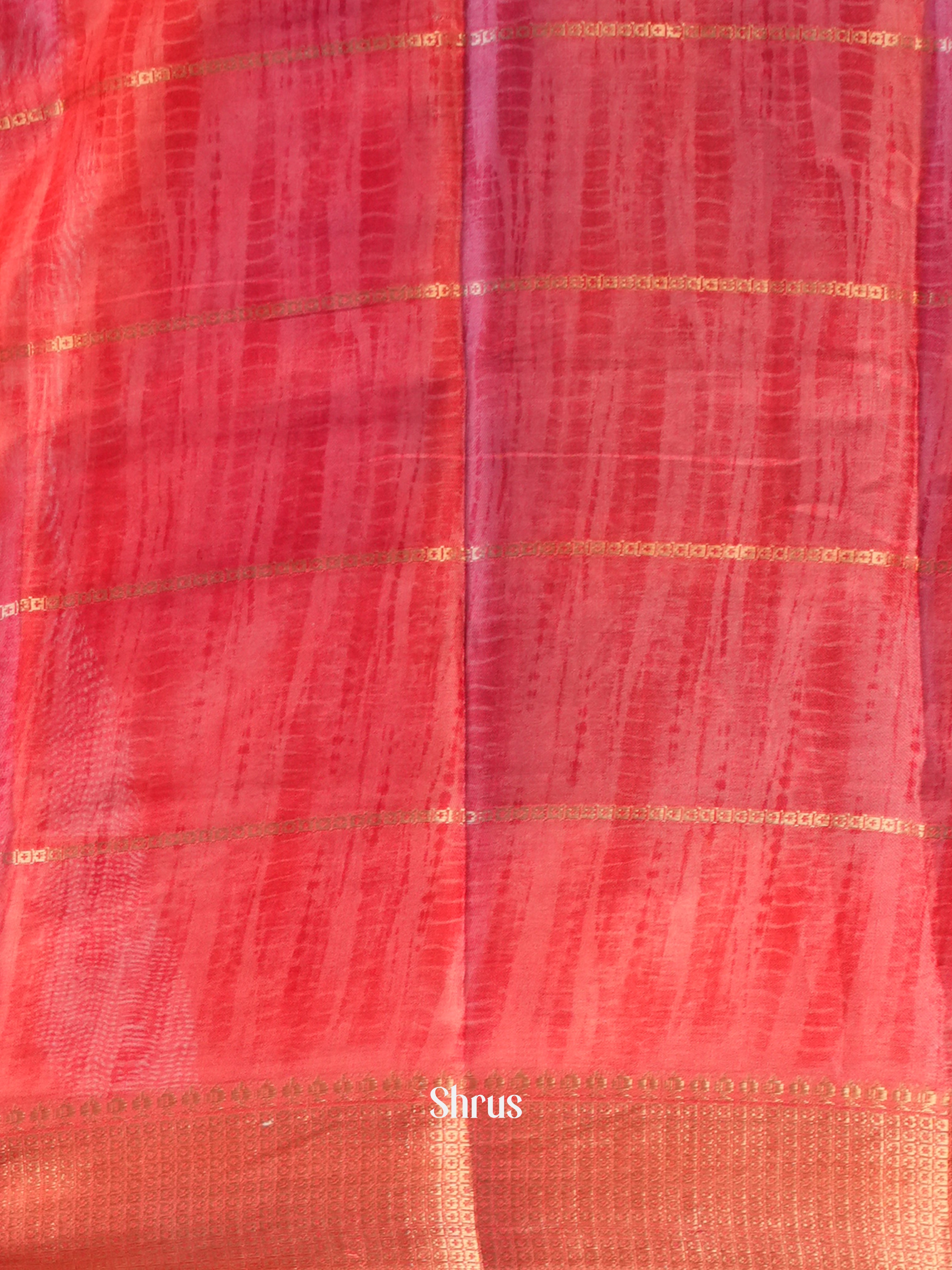 Grey & Red - Semi Crepe Saree