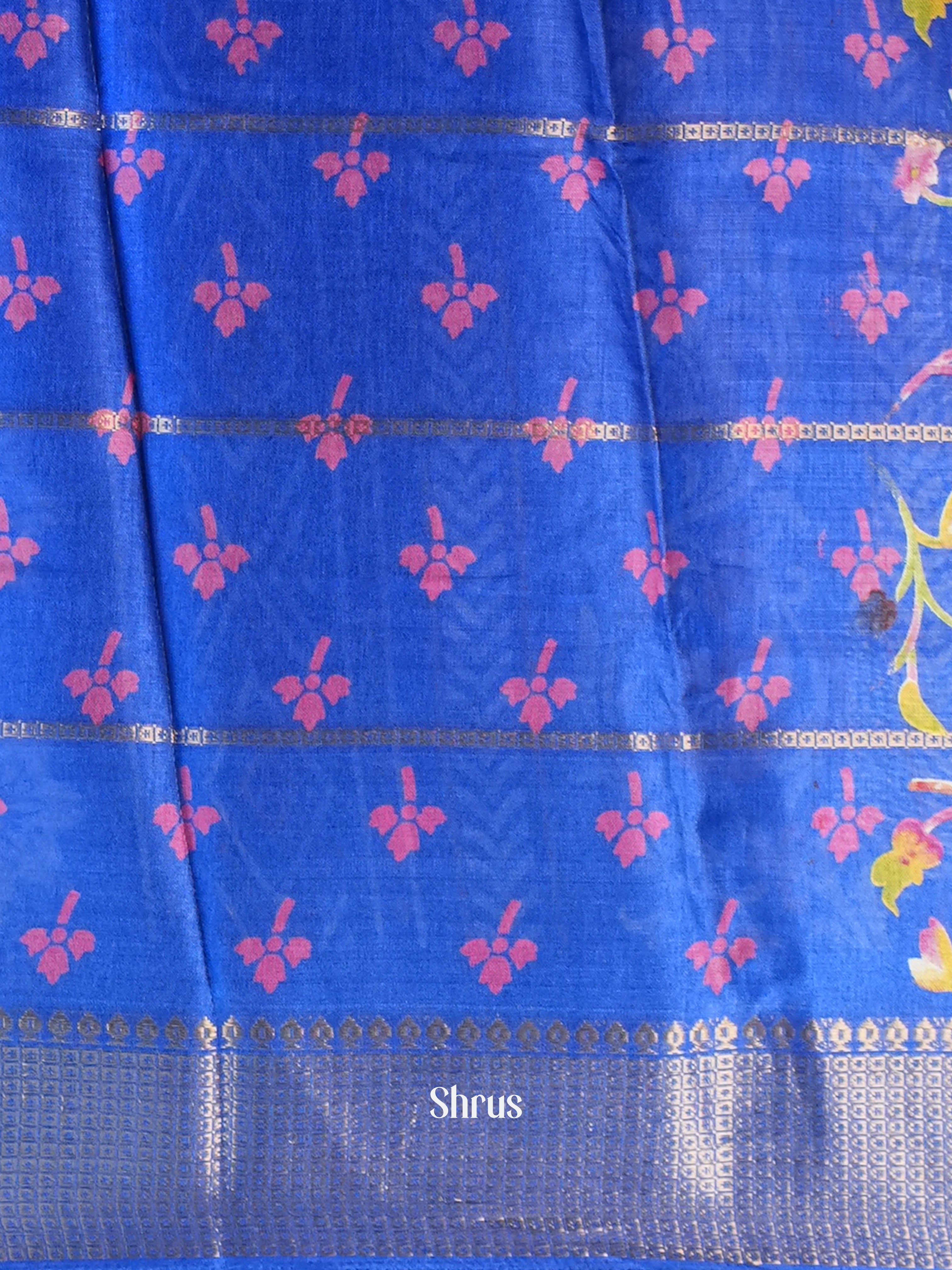 Blue  - Semi Crepe Saree