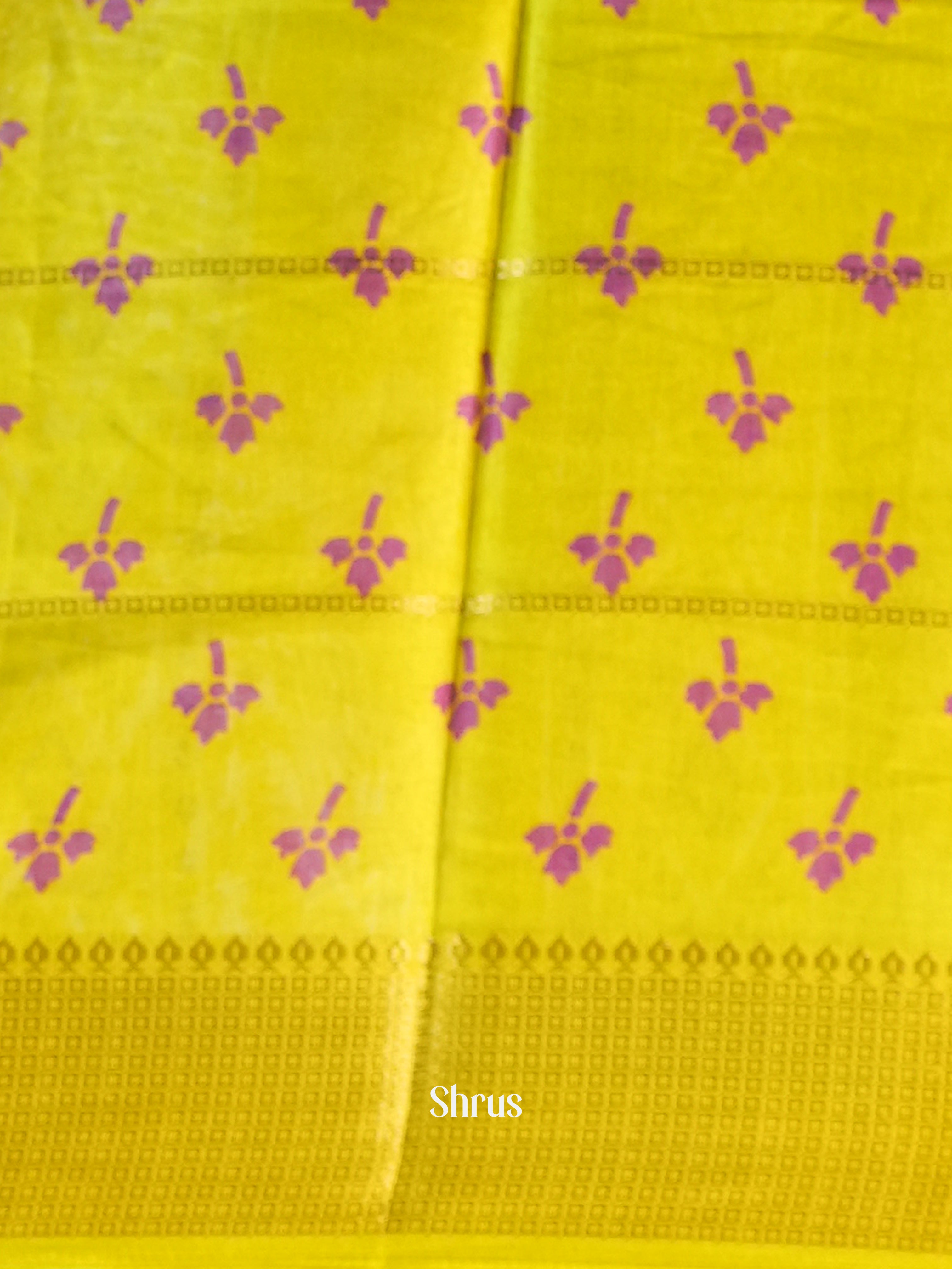 Yellow - Semi Crepe Saree