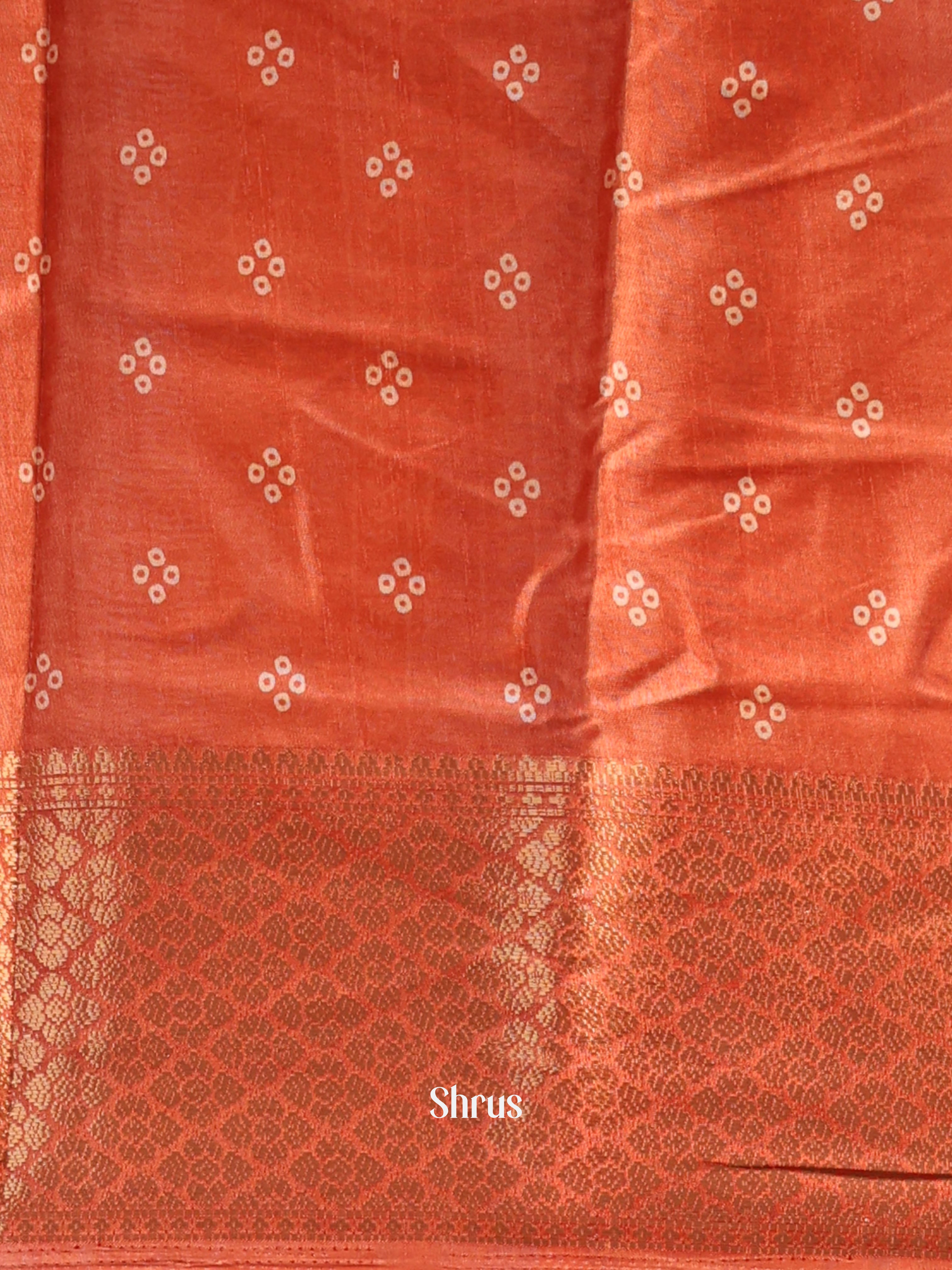 Orange- Semi Crepe Saree - Shop on Shrus.com