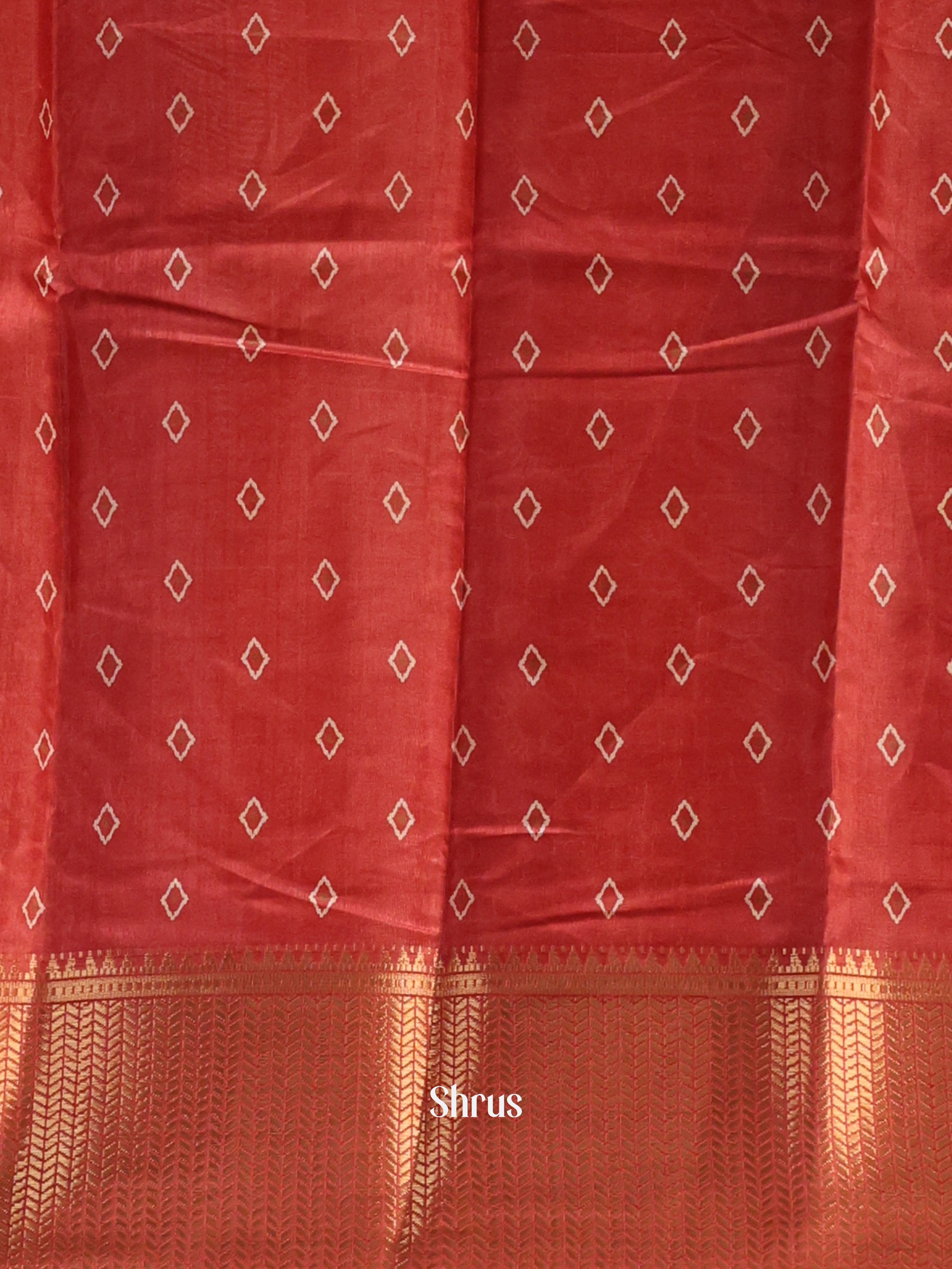 Red - Semi Crepe Saree