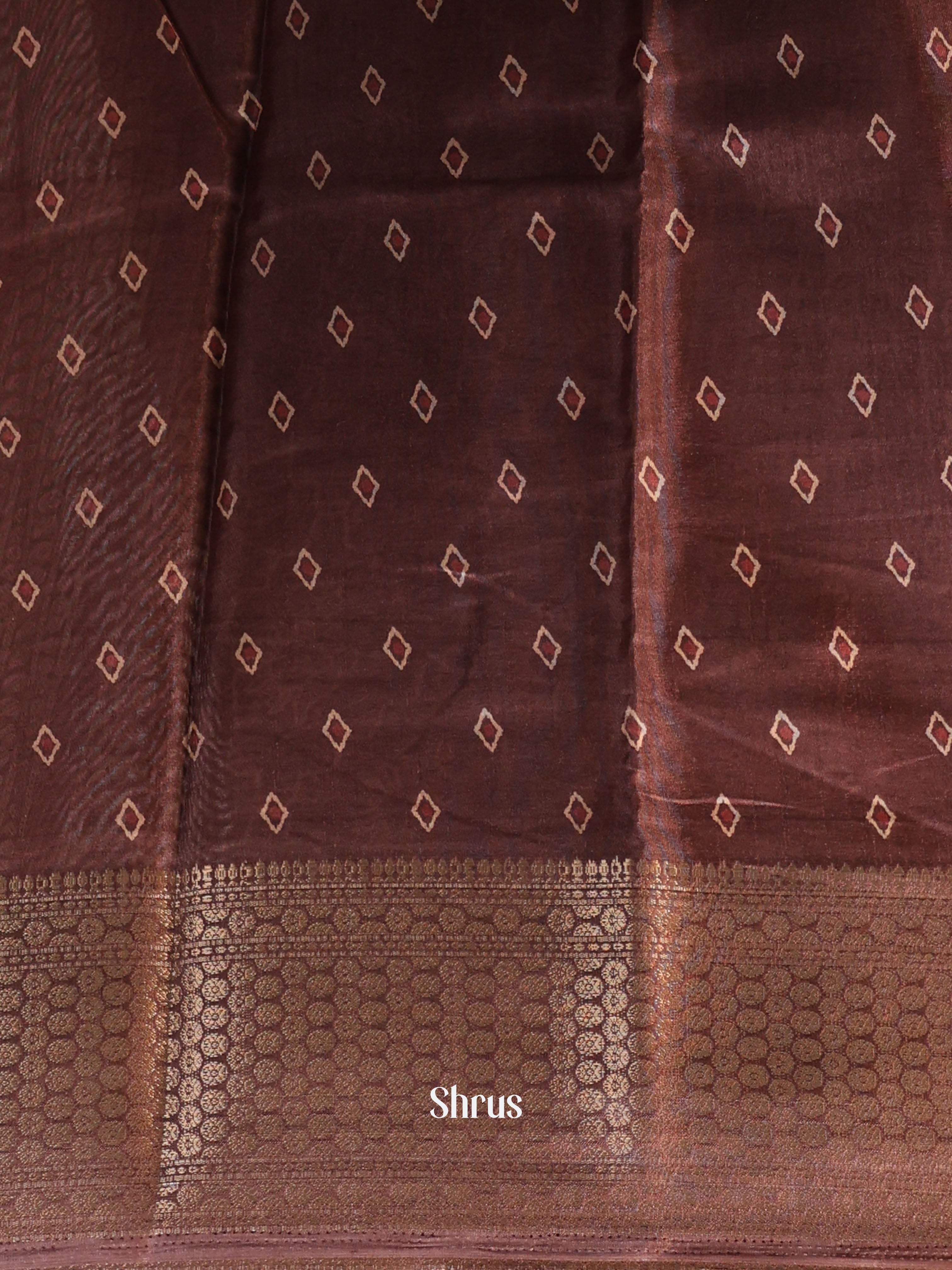 Brown- Semi Crepe Saree