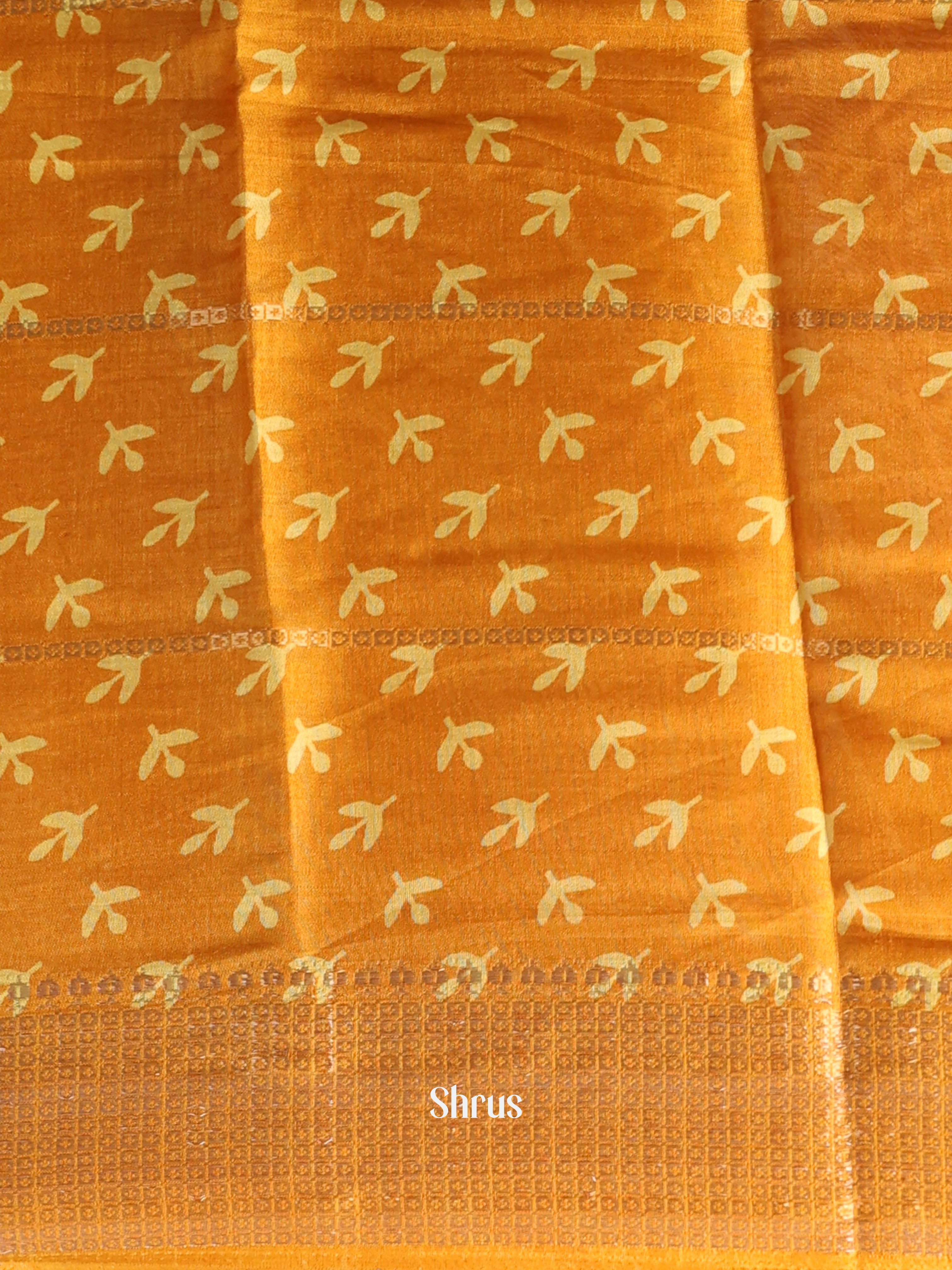 Mustard - Semi Crepe Saree