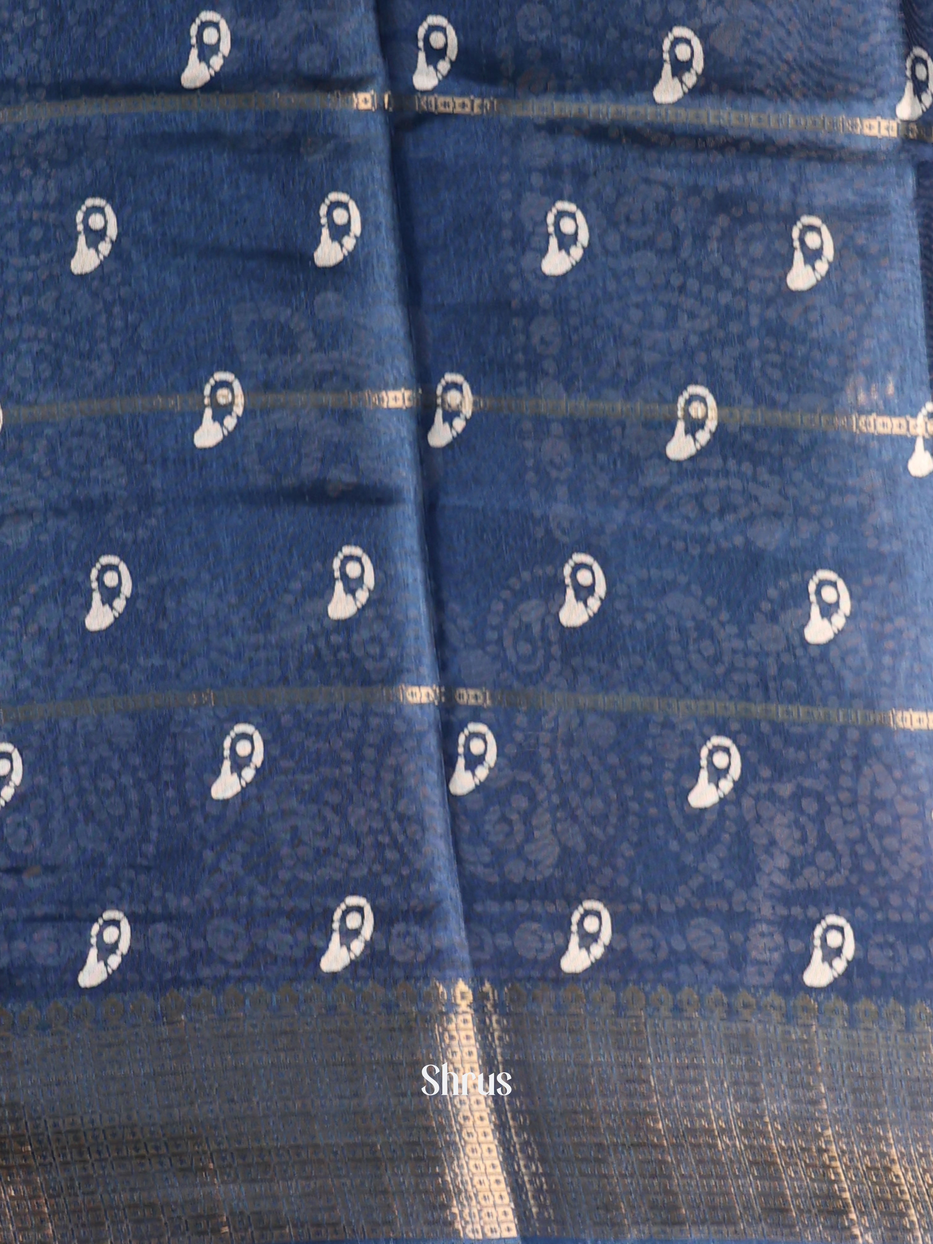 Blue - Semi Crepe Saree