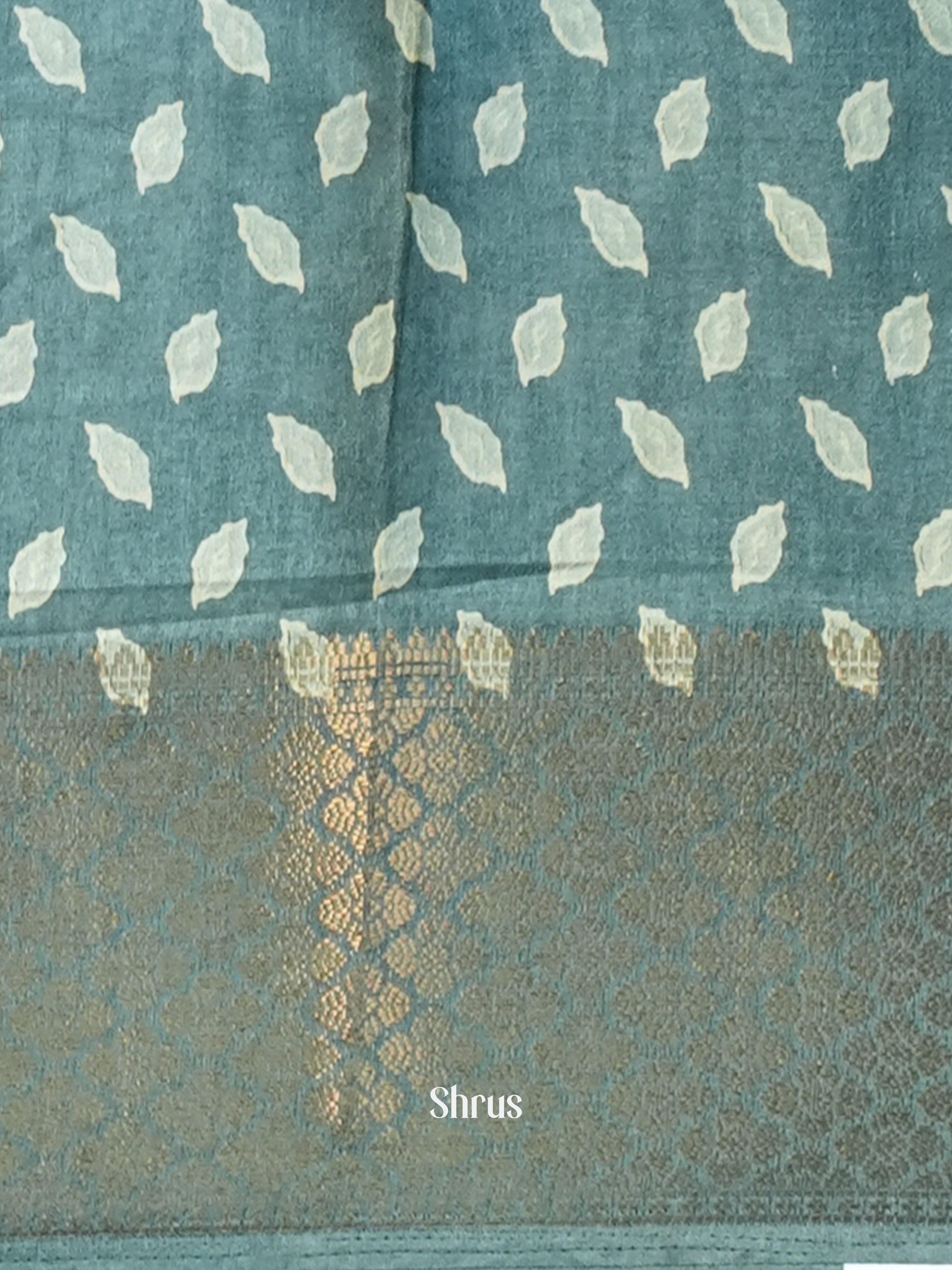 Greyish Green - Semi Crepe Saree