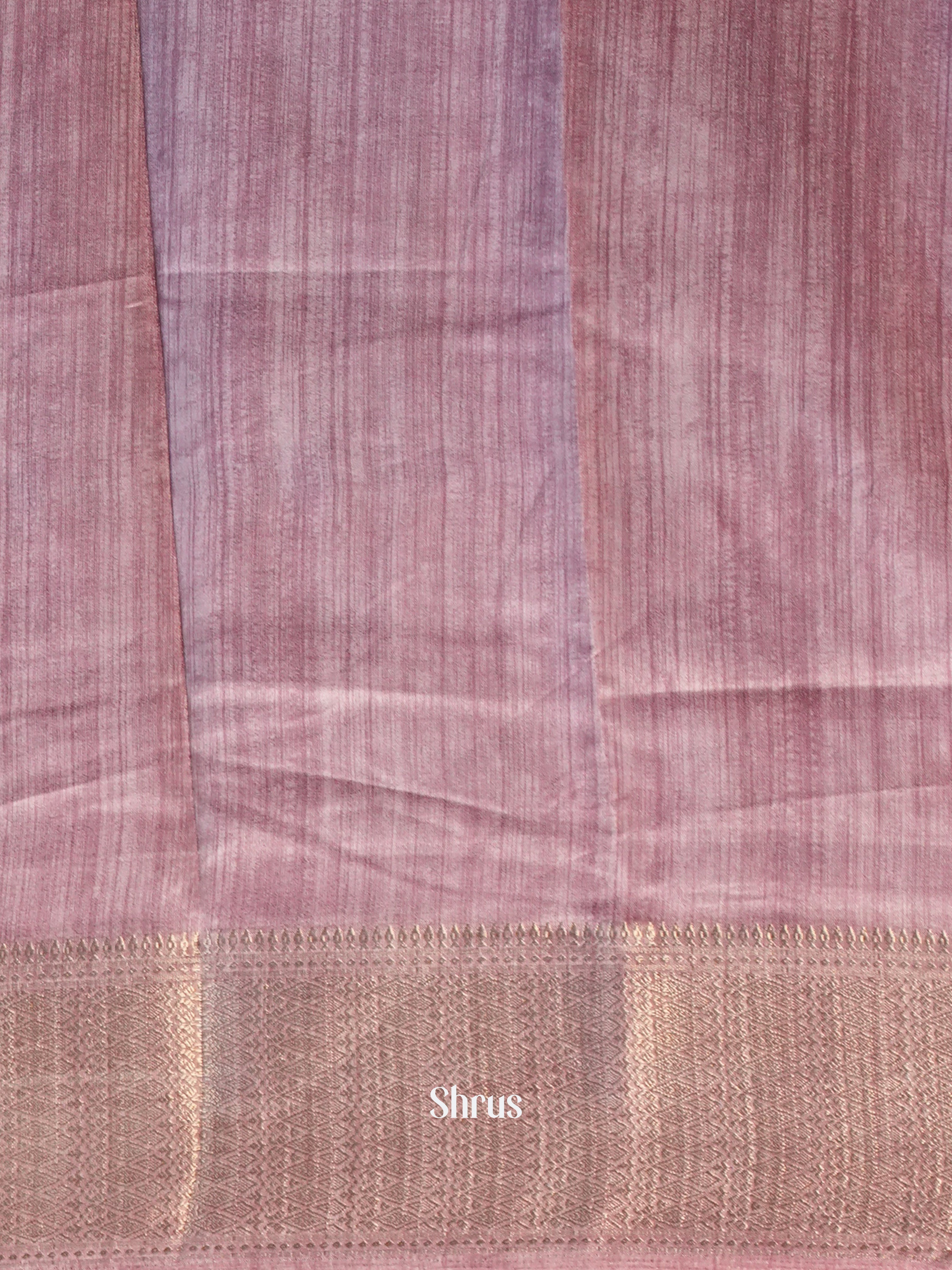 Cream & purple - Semi Crepe Saree