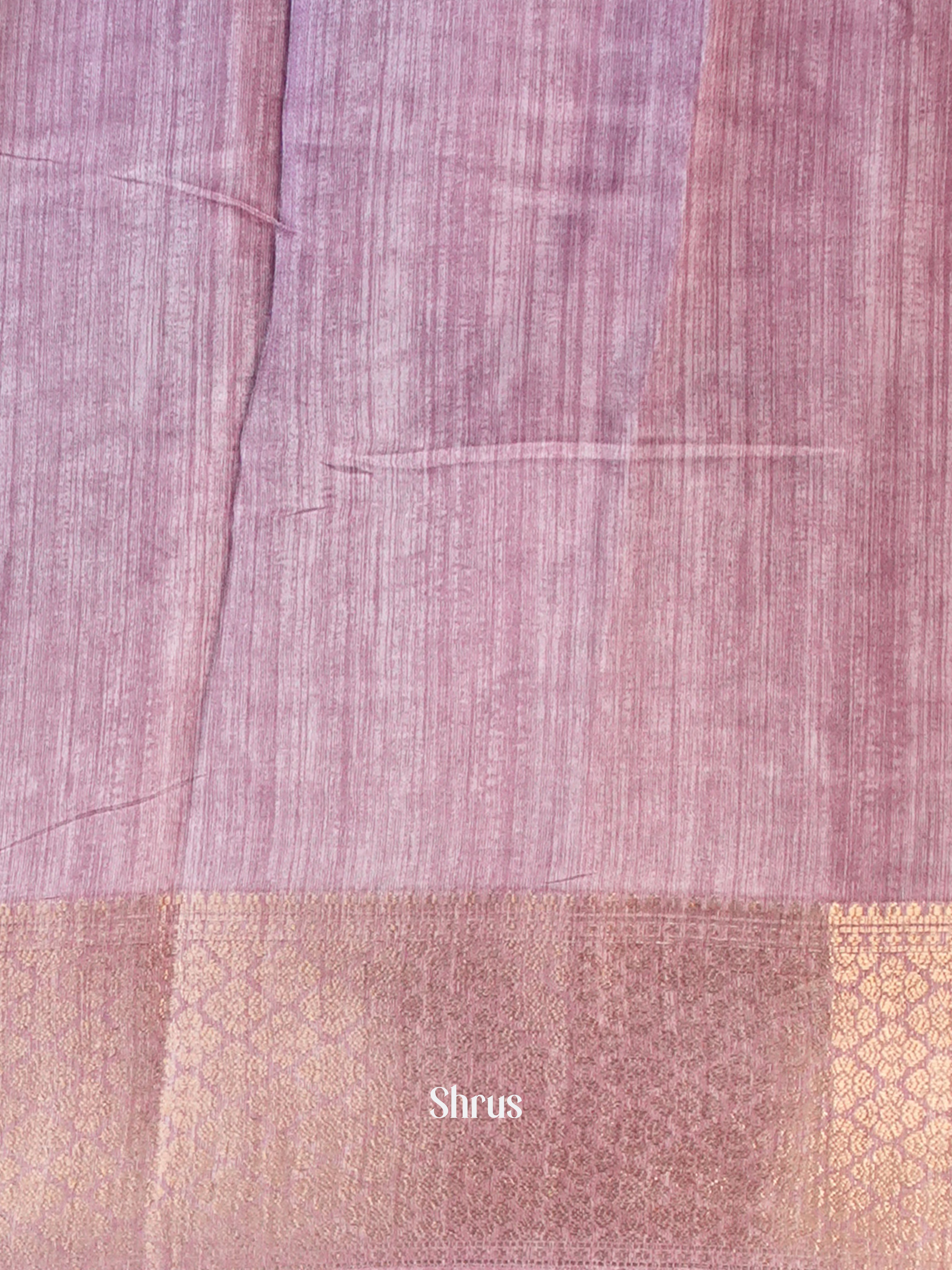 Dark Purple & Cream - Semi Crepe Saree