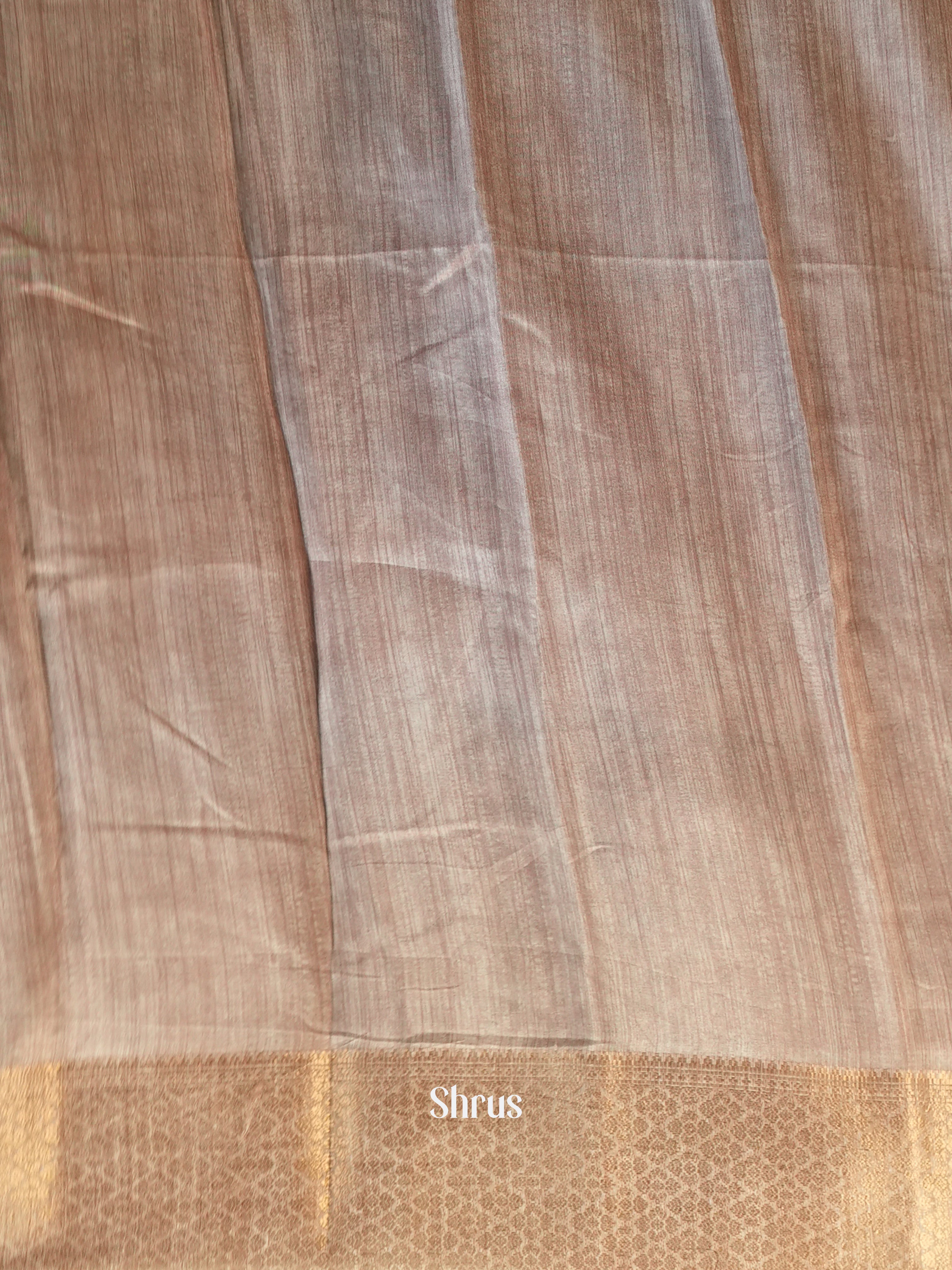 Brown & Beige - Semi Crepe Saree