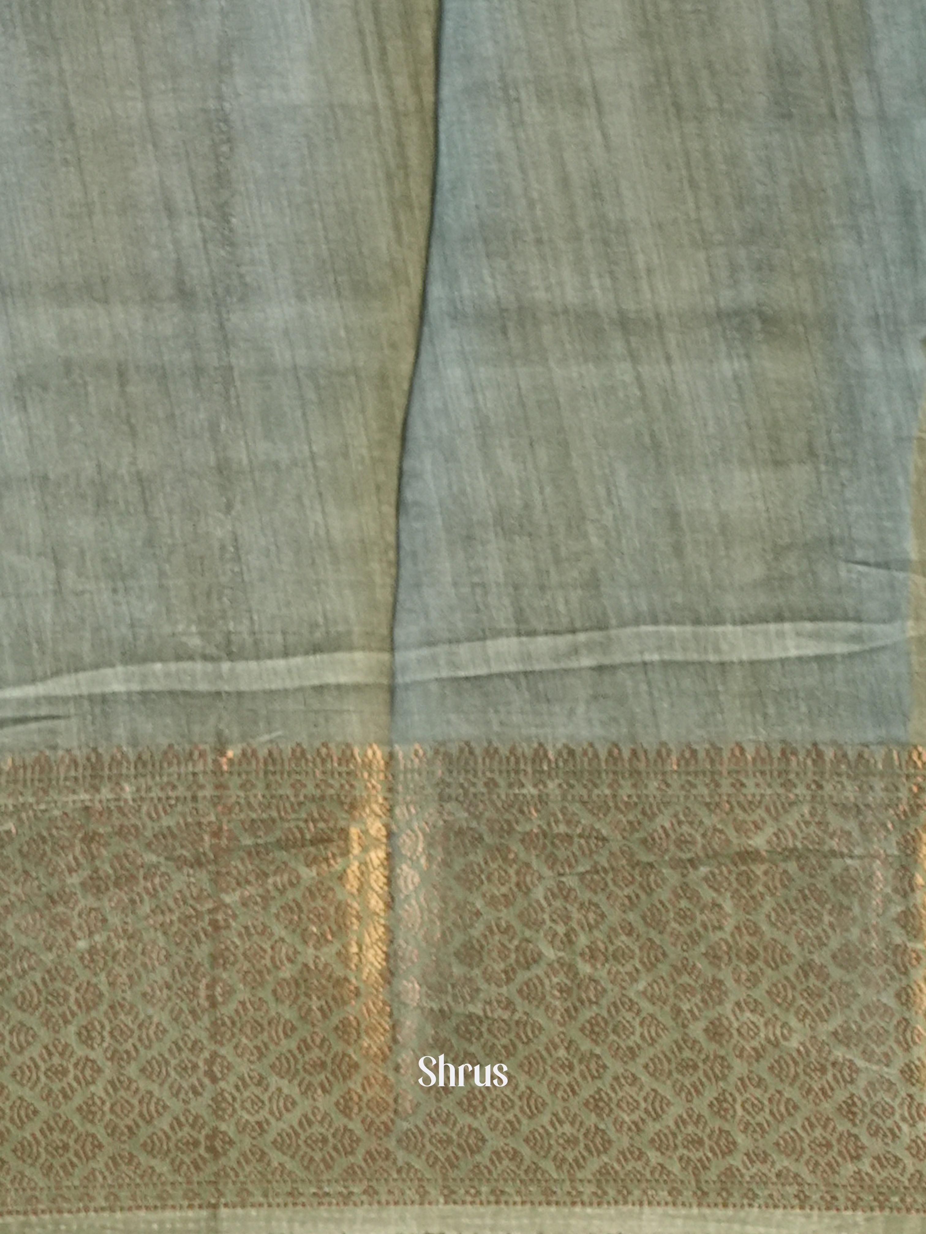 Green & Grey - Semi Crepe Saree