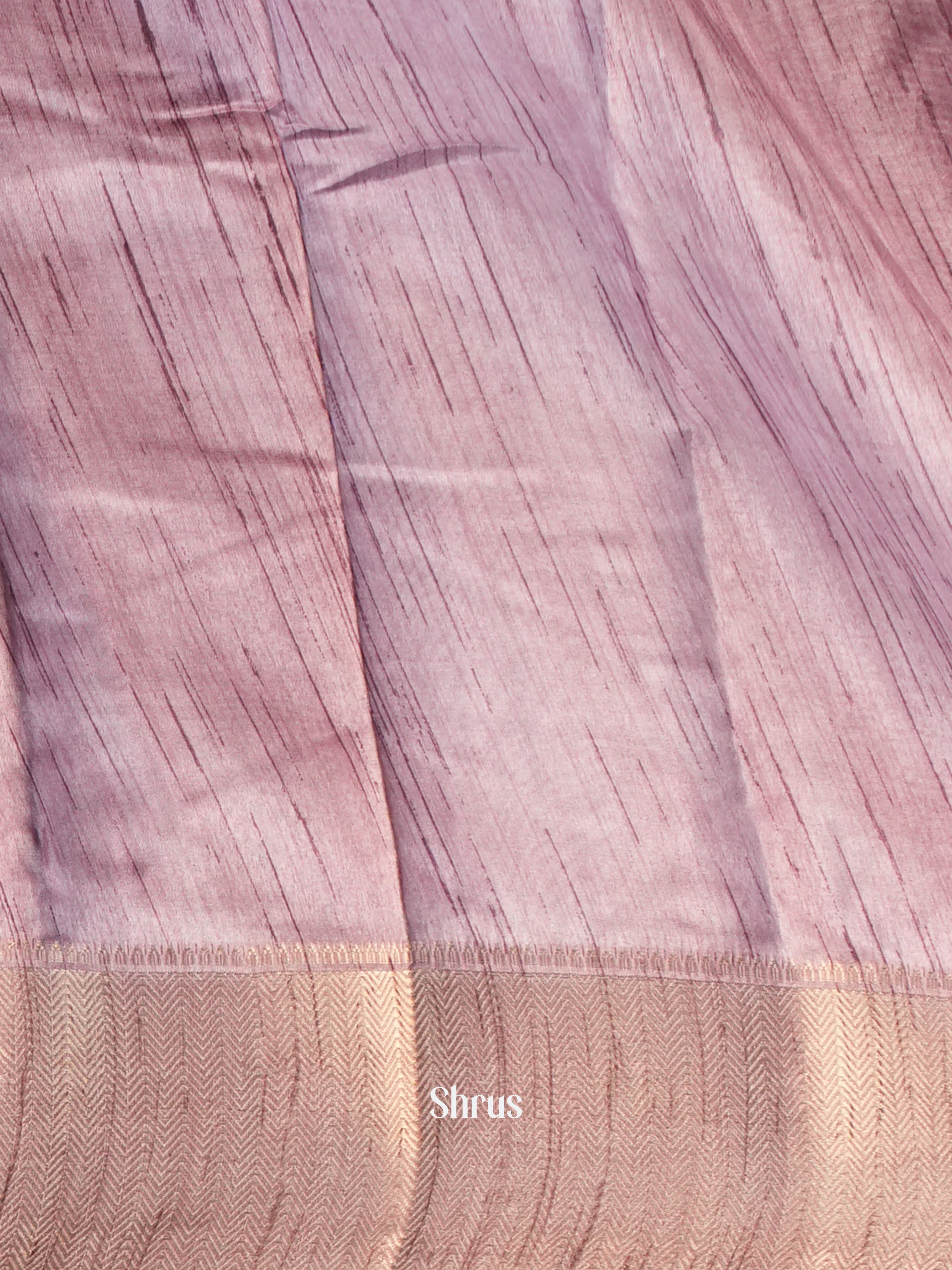 Grey & Purple - Semi Crepe Saree