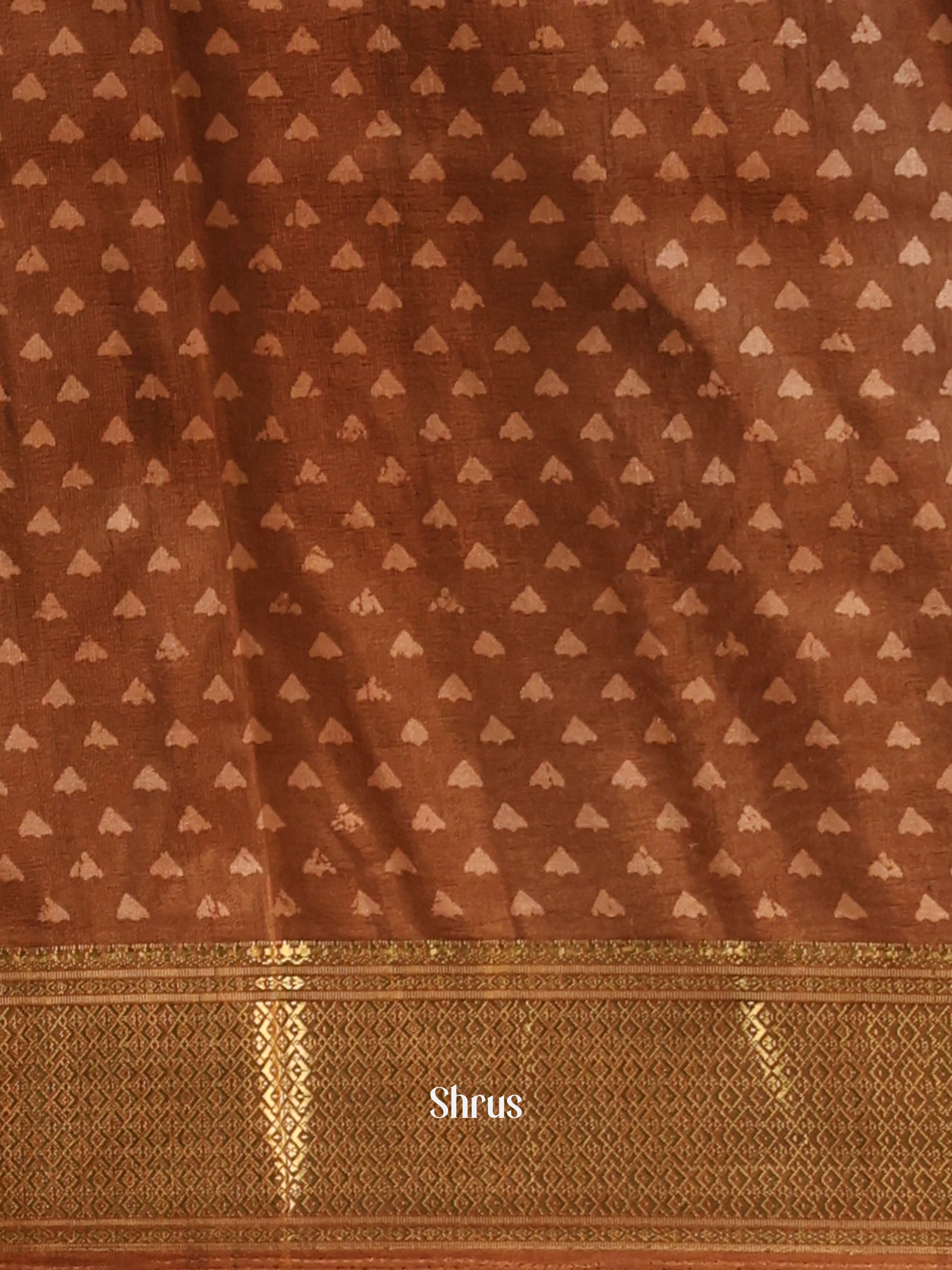 Brown - Semi Crepe Saree