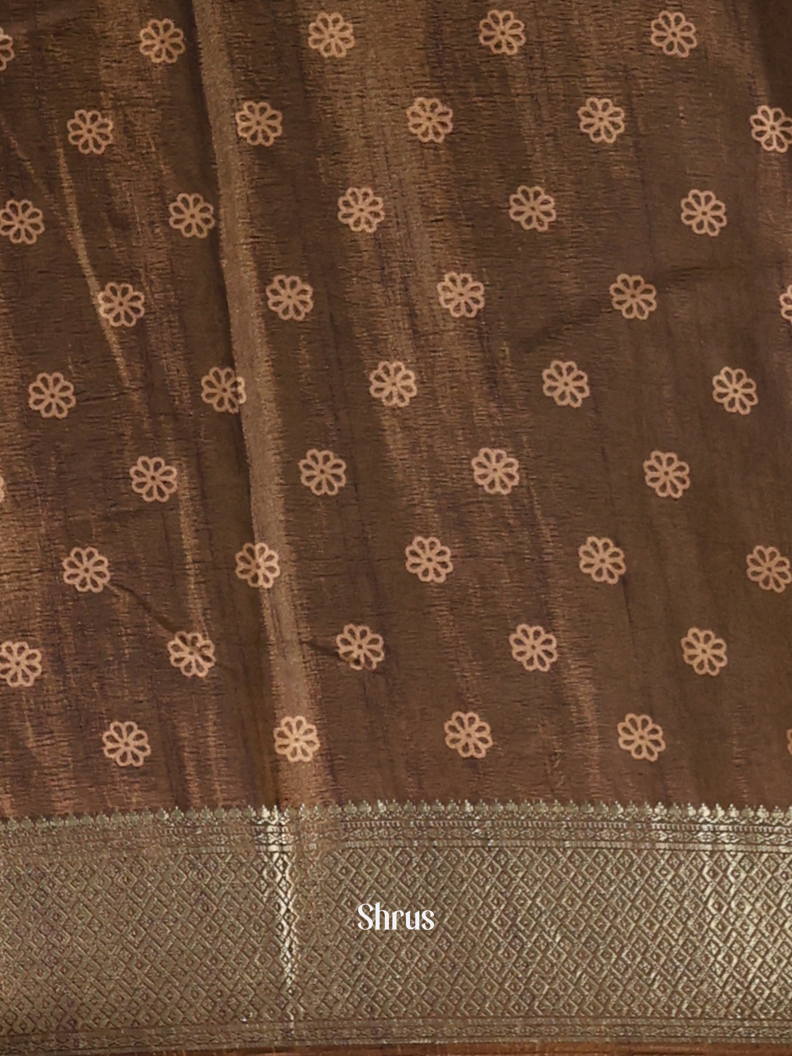 Brown - Semi Crepe Saree