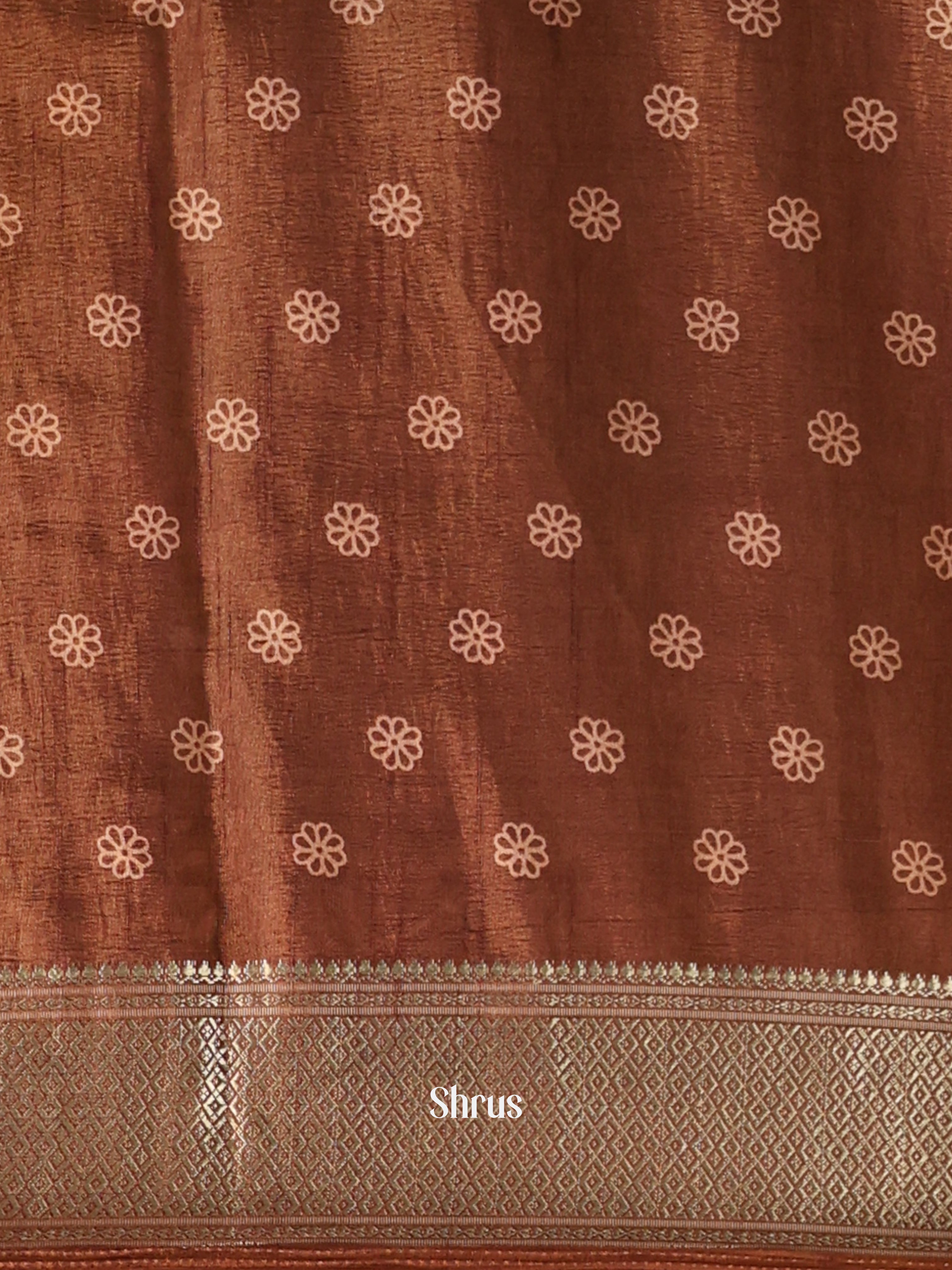 Brown - Semi Crepe Saree