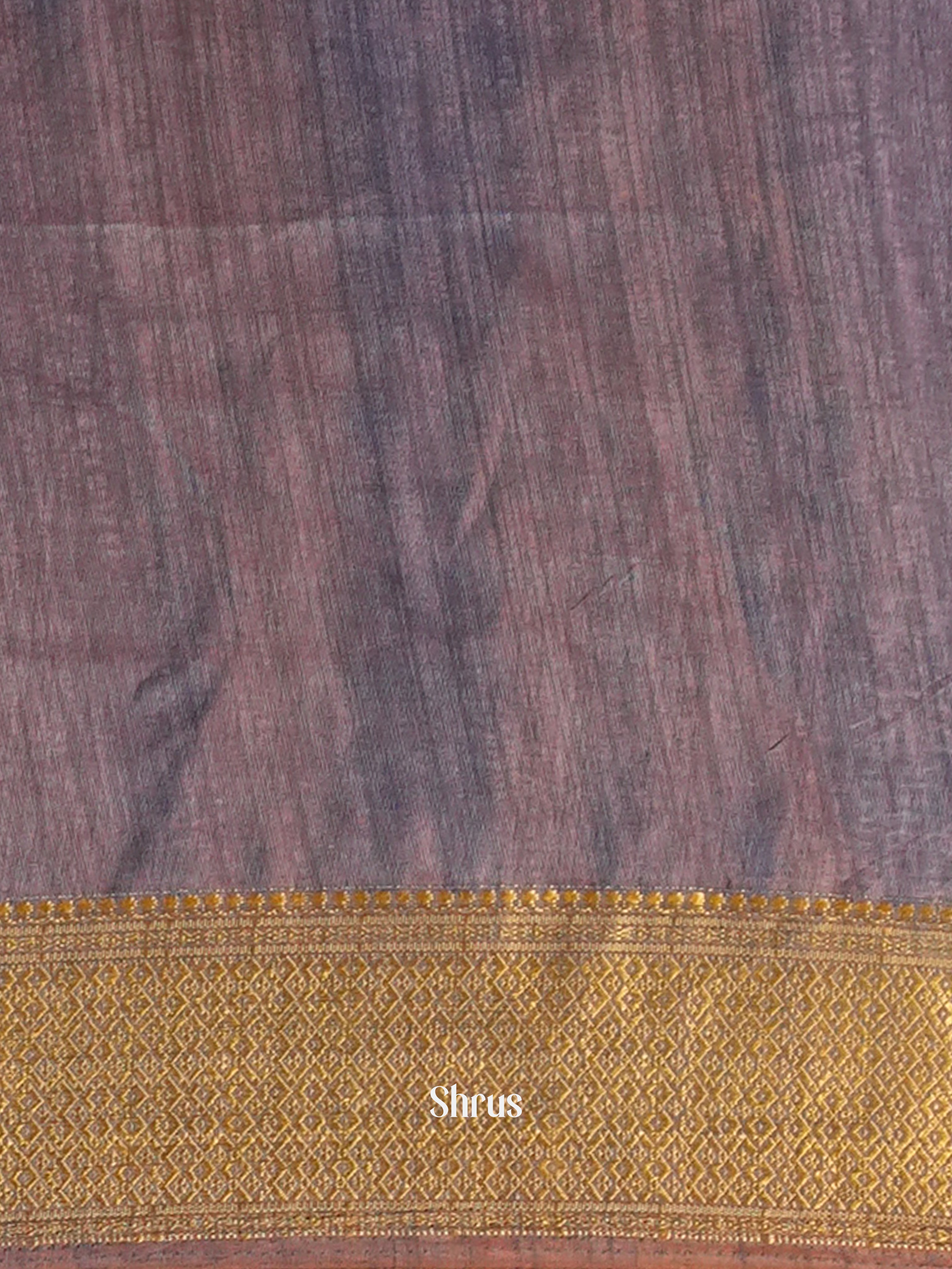 Grey & Purple - Semi Crepe Saree