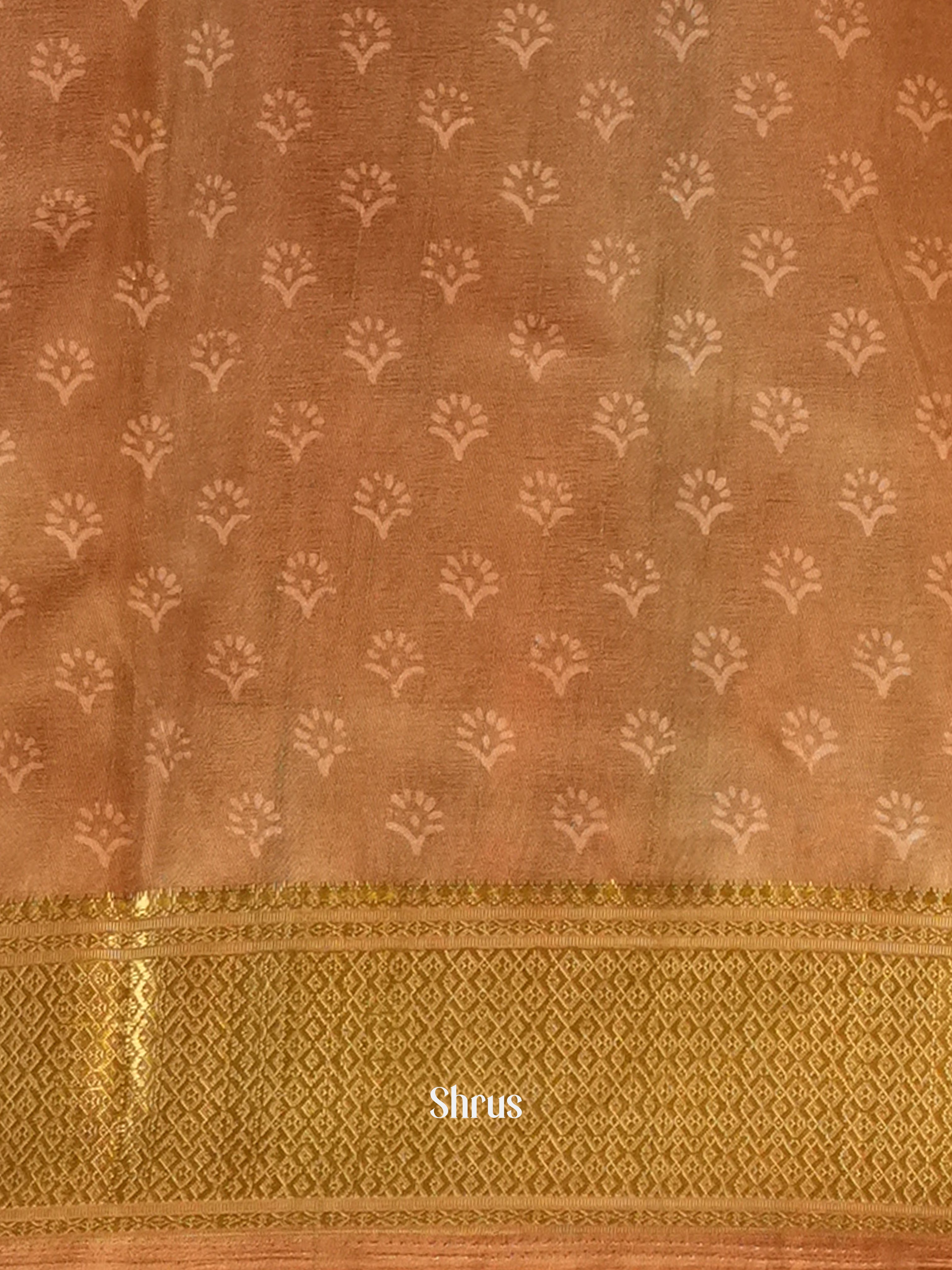 Brown - Semi Crepe Saree