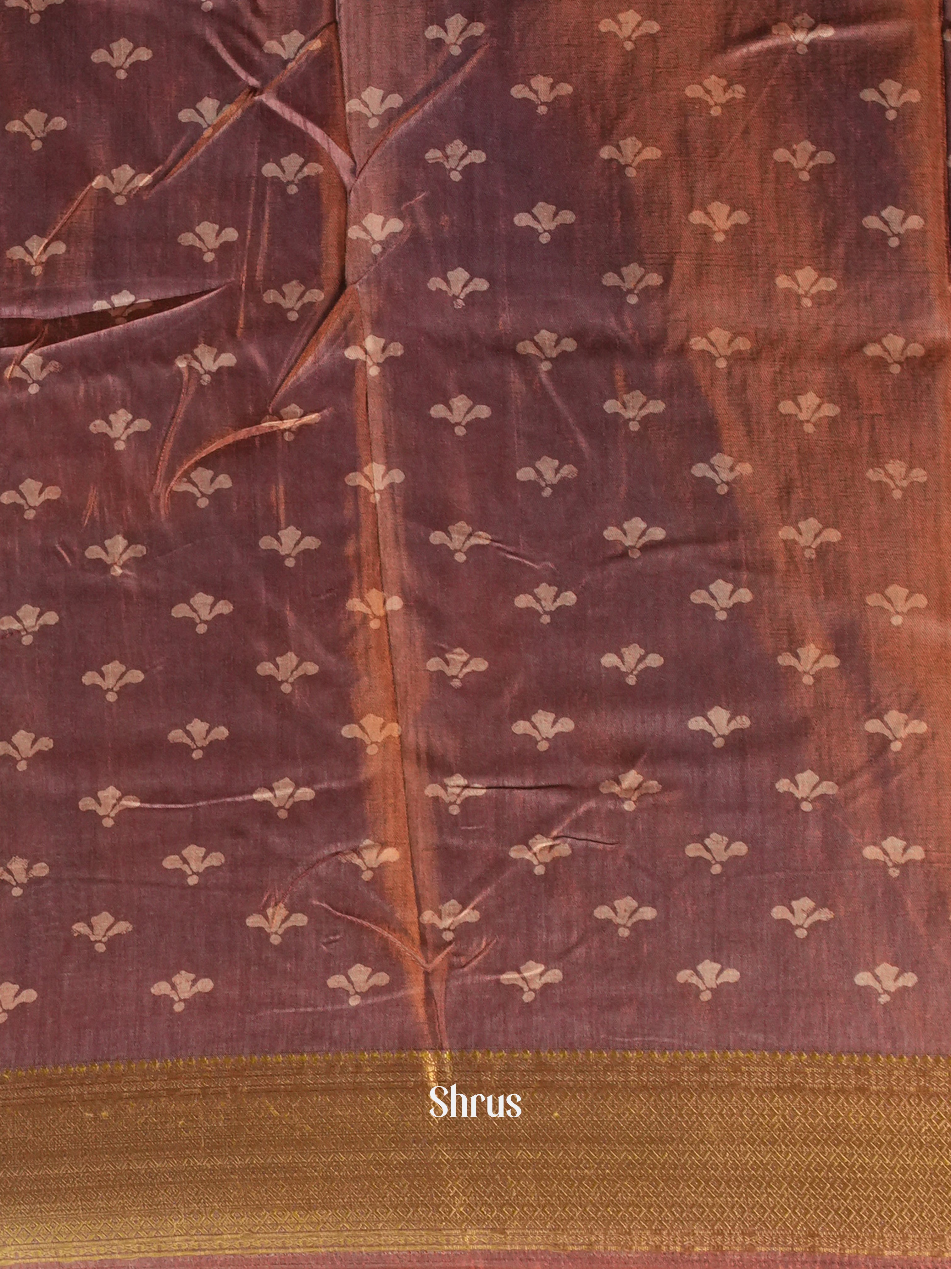 Brown - Semi Crepe Saree