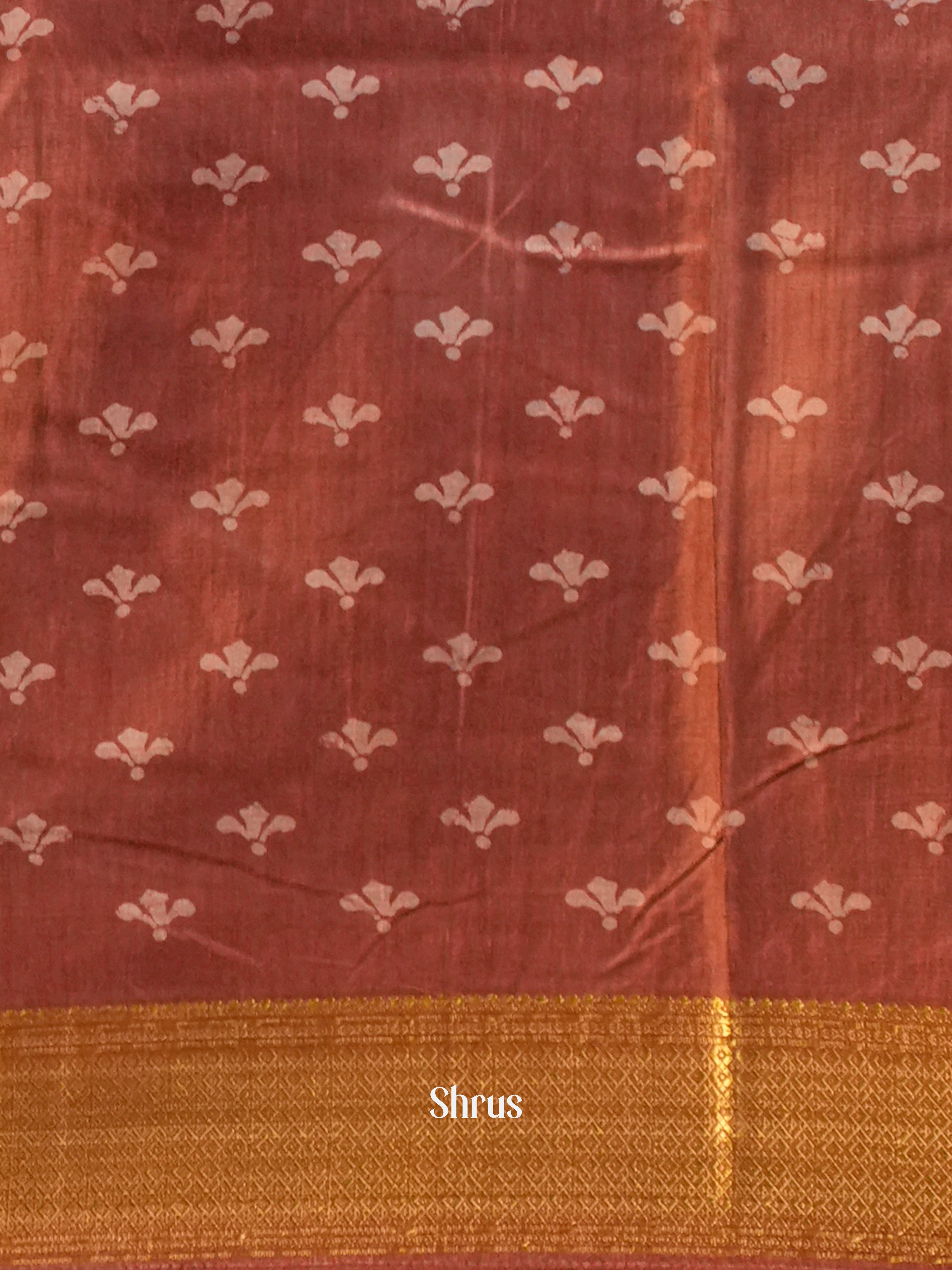 Brown - Semi Crepe Saree