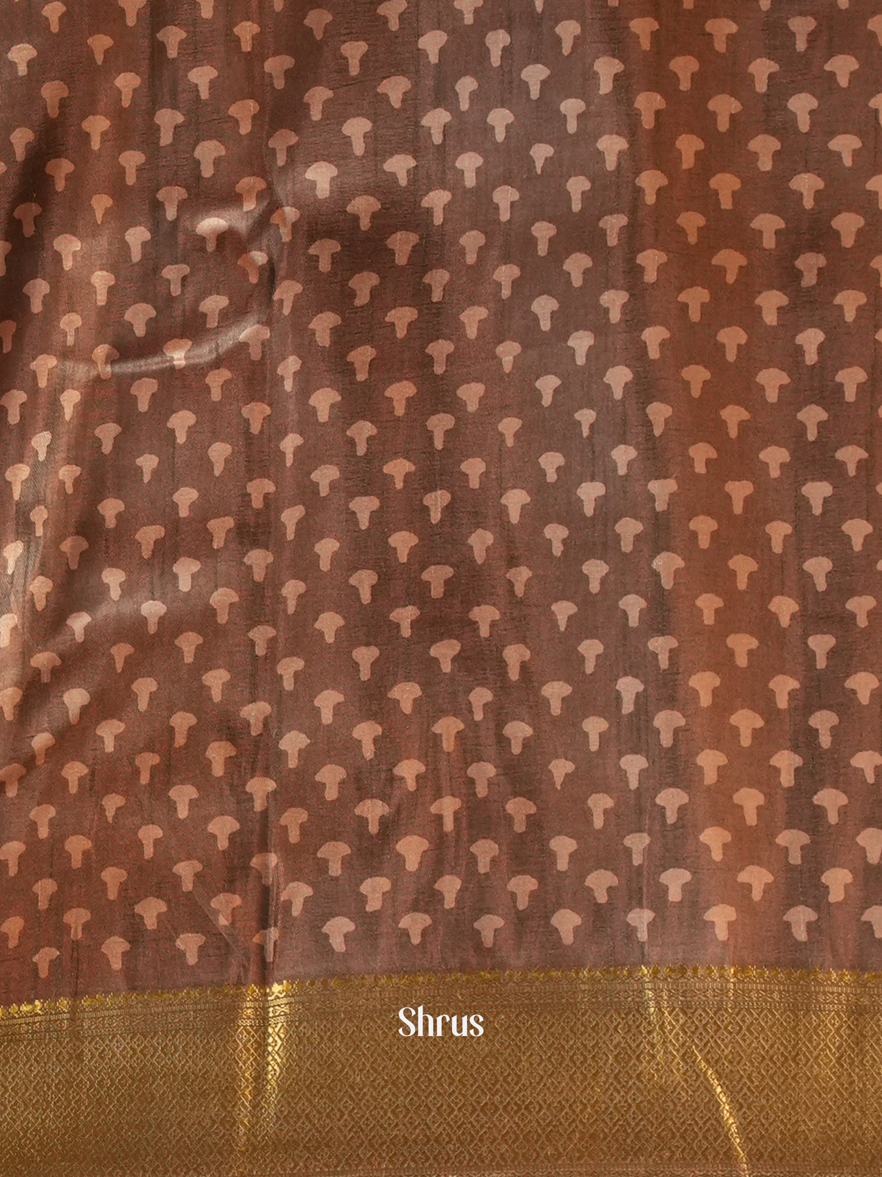 Brown - Semi Crepe Saree