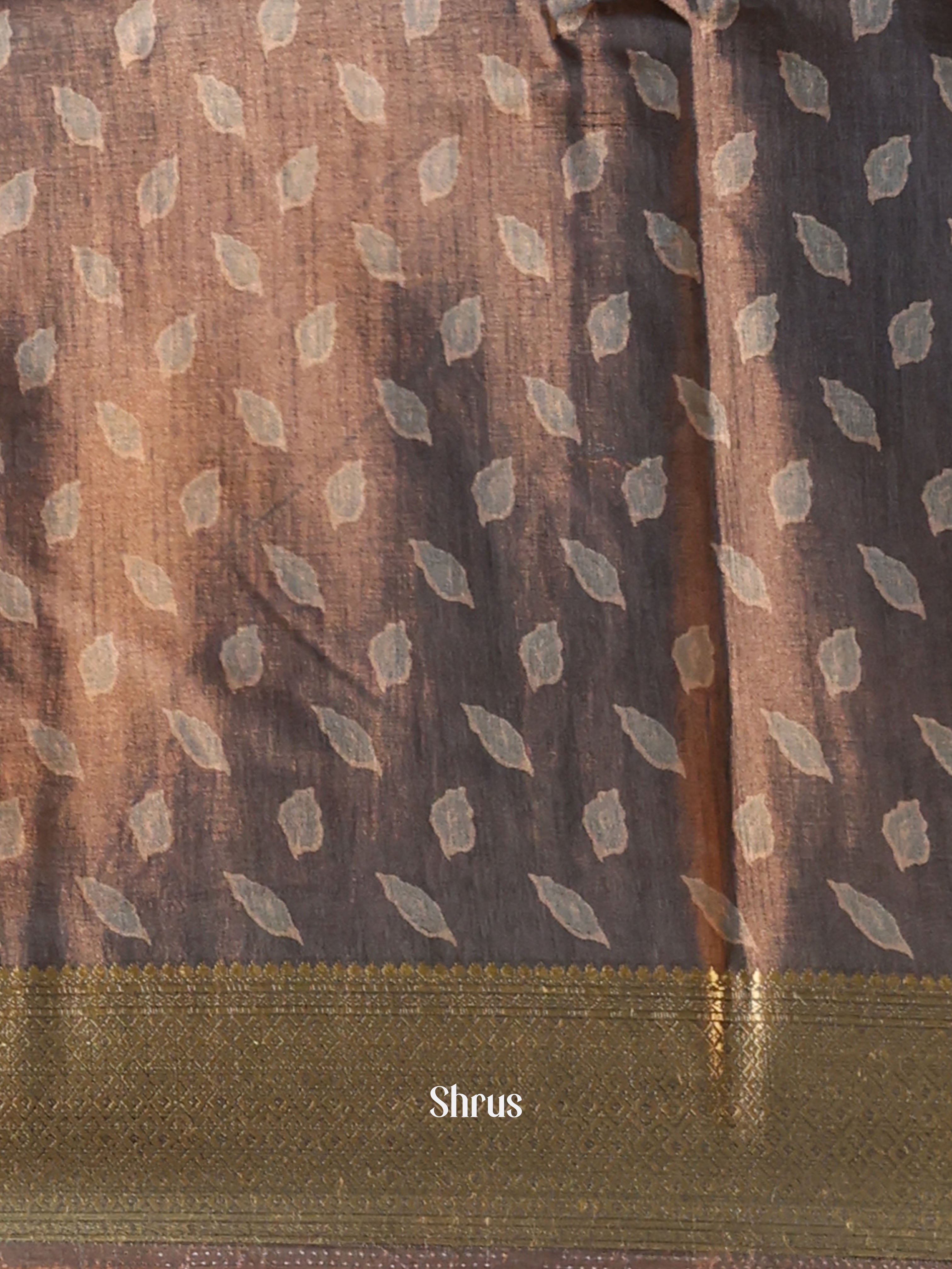 Brown - Semi Crepe Saree