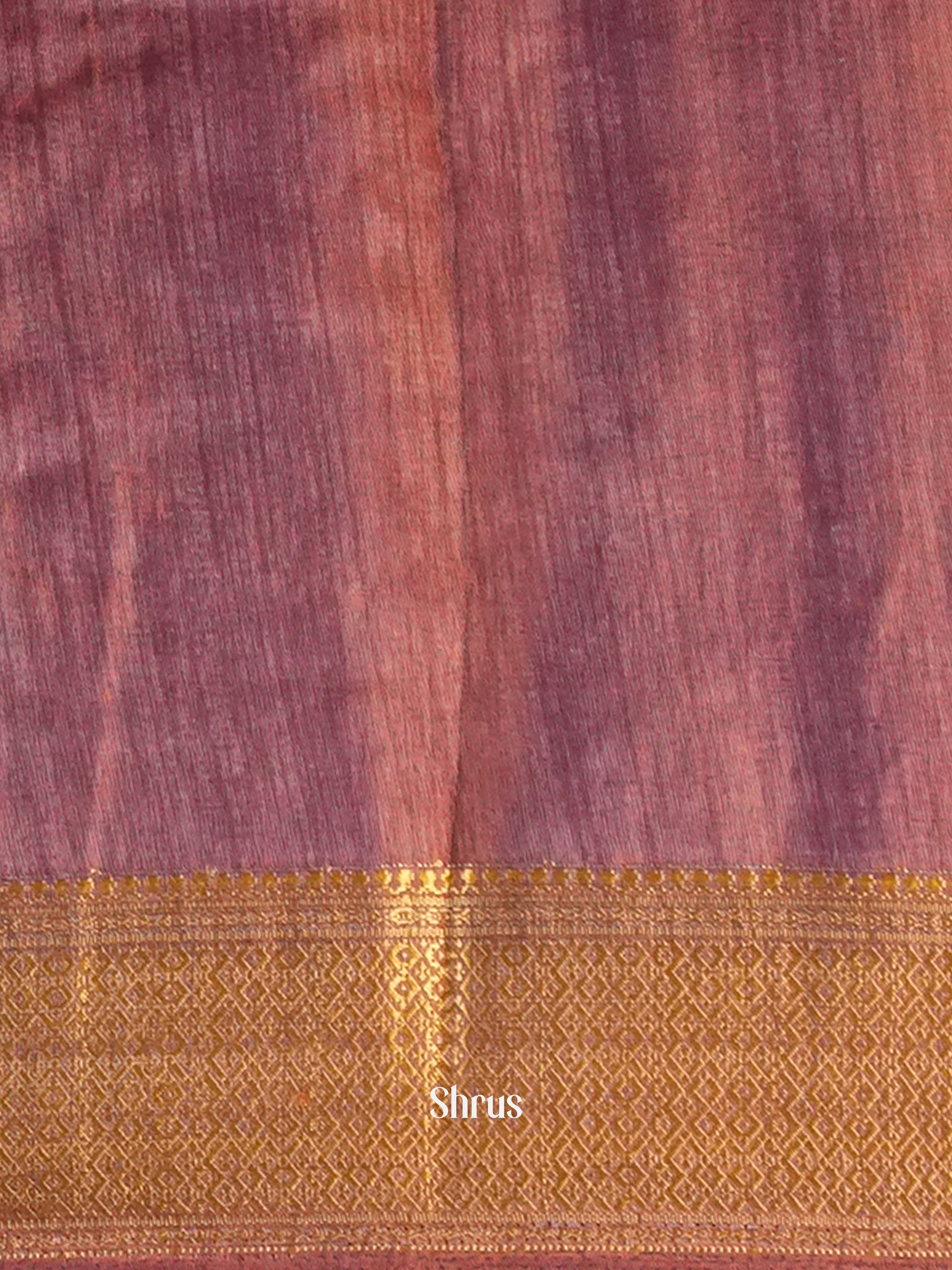 Brown & Purple - Semi Crepe Saree