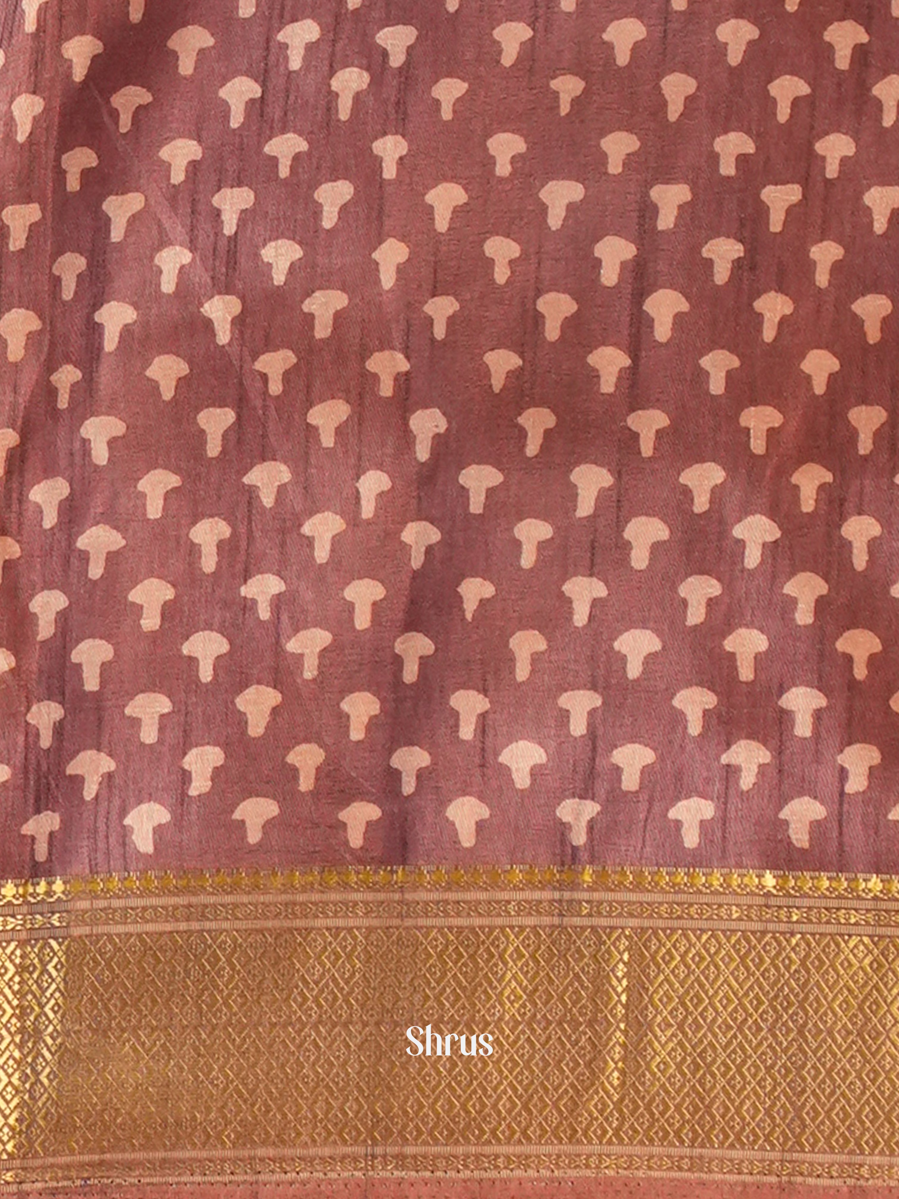 Brown - Semi Crepe Saree