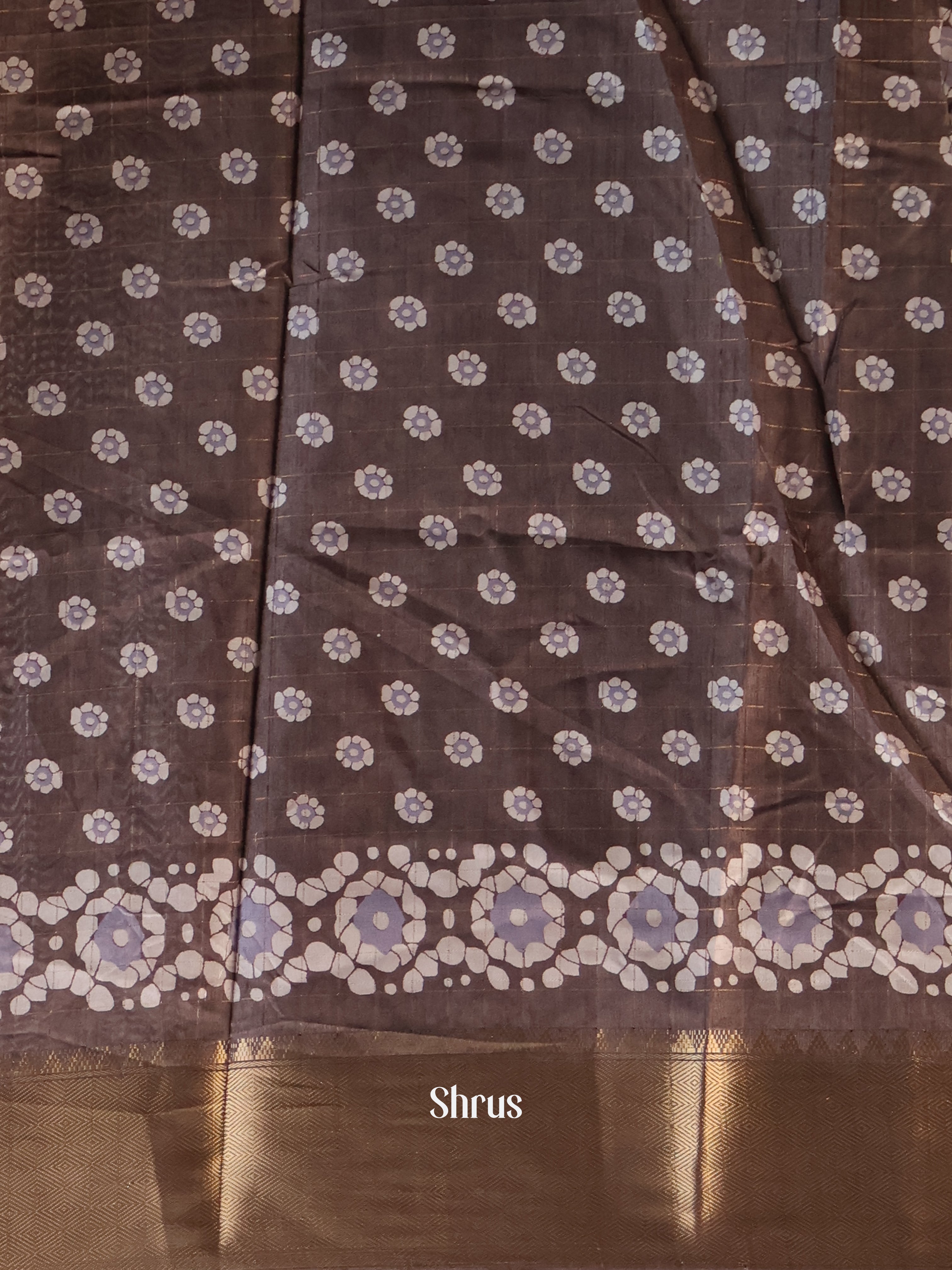 Brown  - Semi Crepe Saree