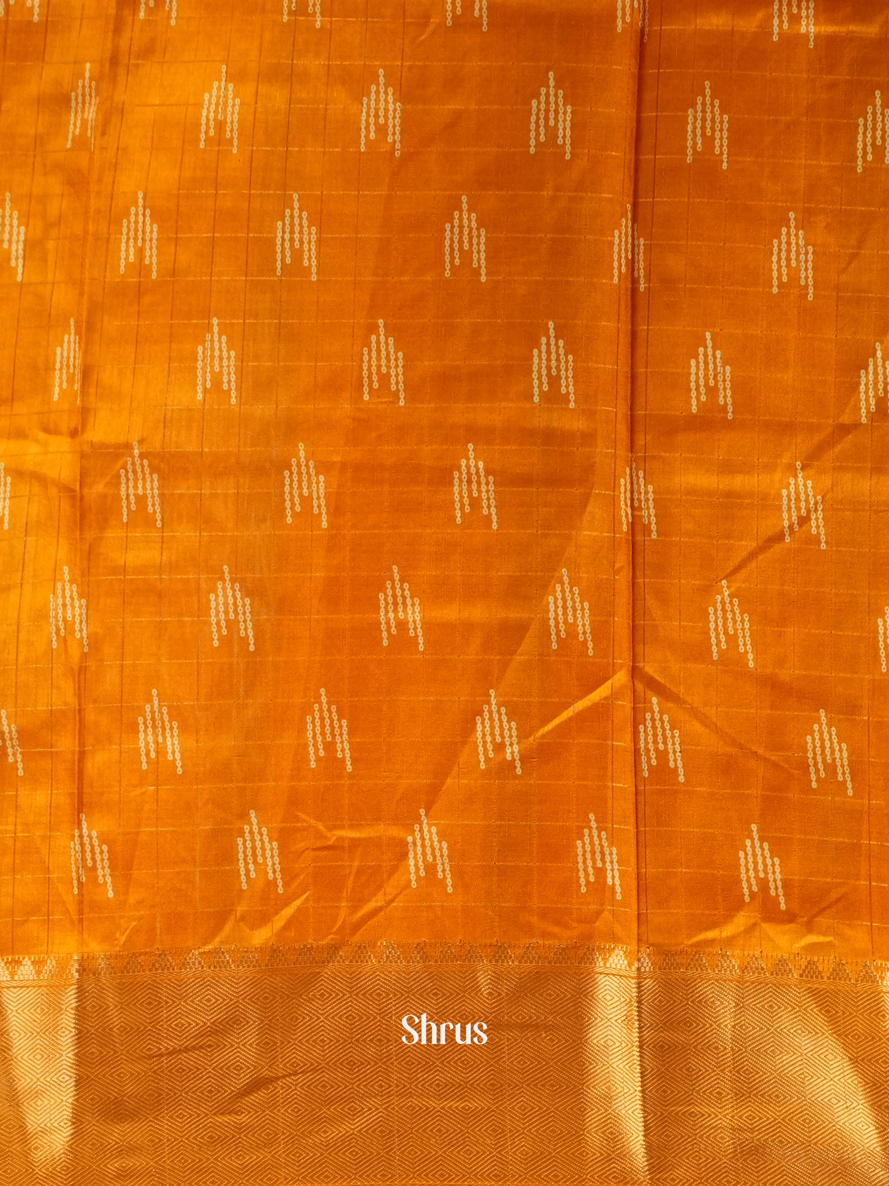 Orange - Semi Crepe Saree