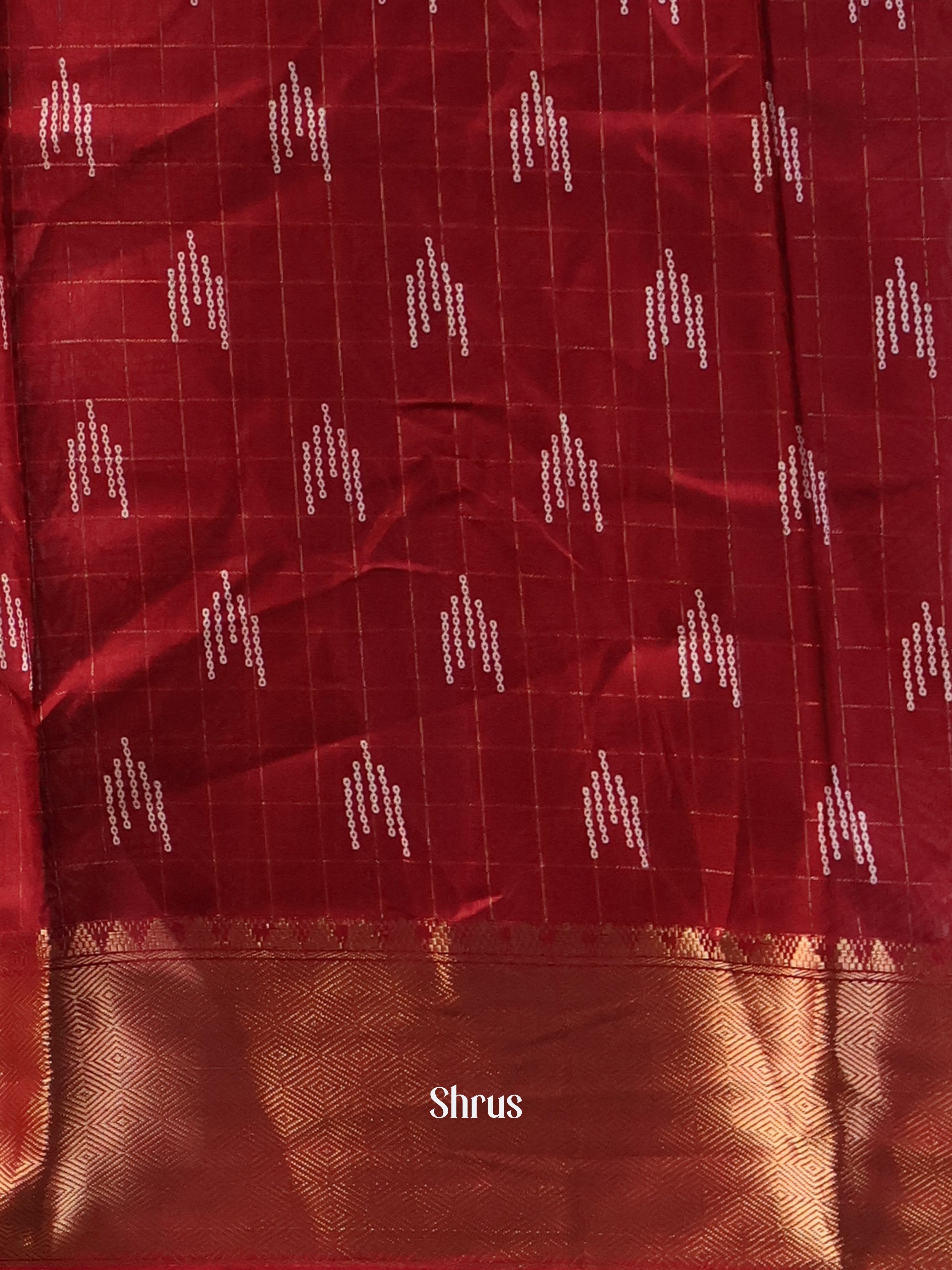 Red - Semi Crepe Saree