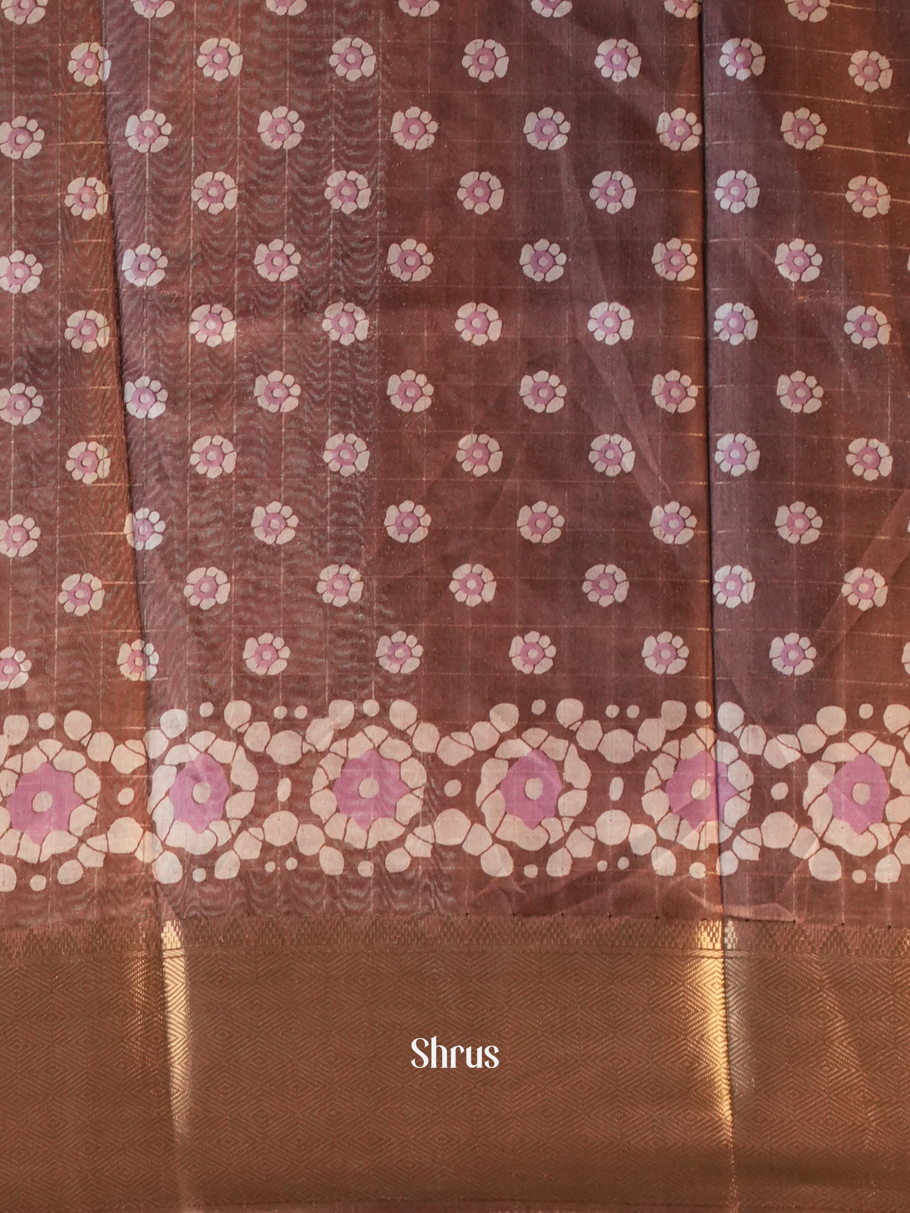 Brown - Semi Crepe Saree