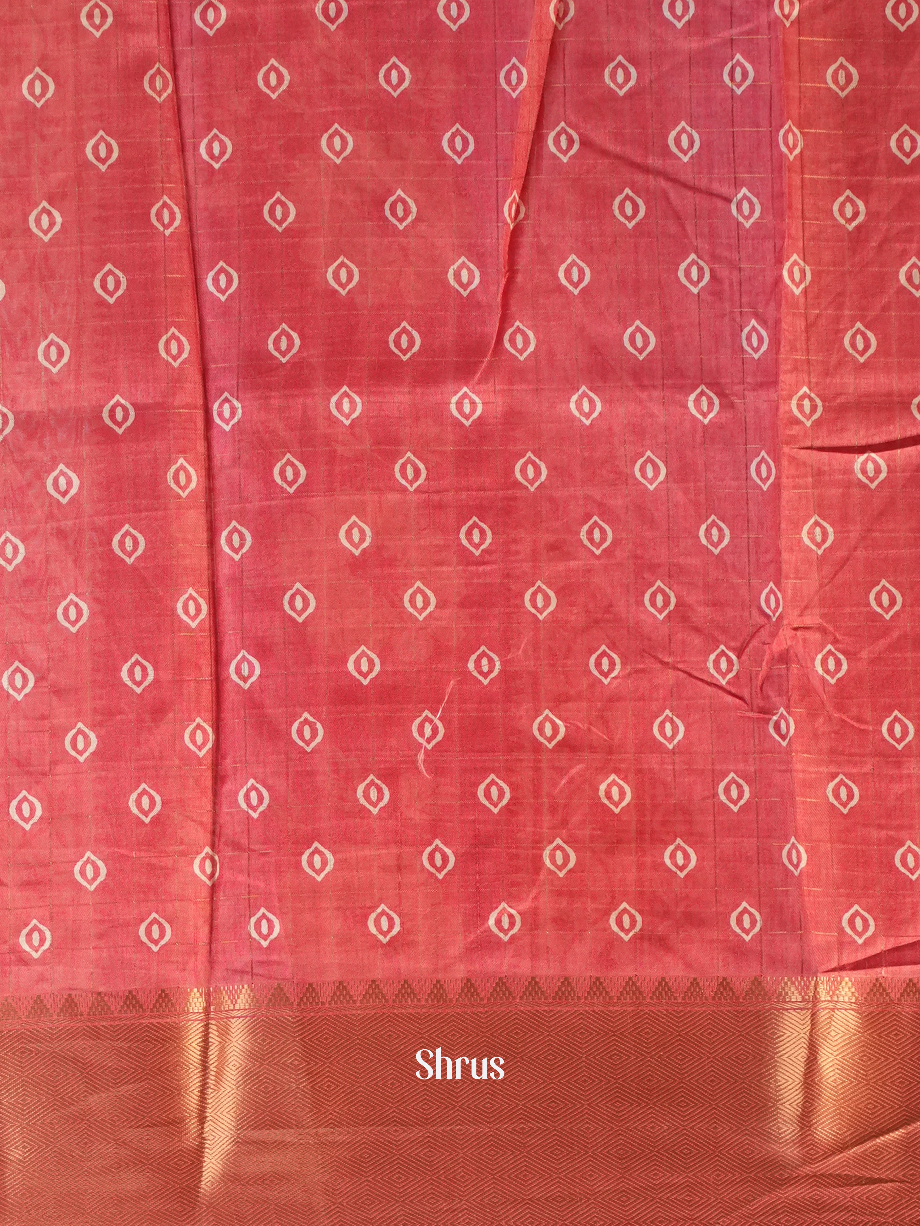 Red - Semi Crepe Saree