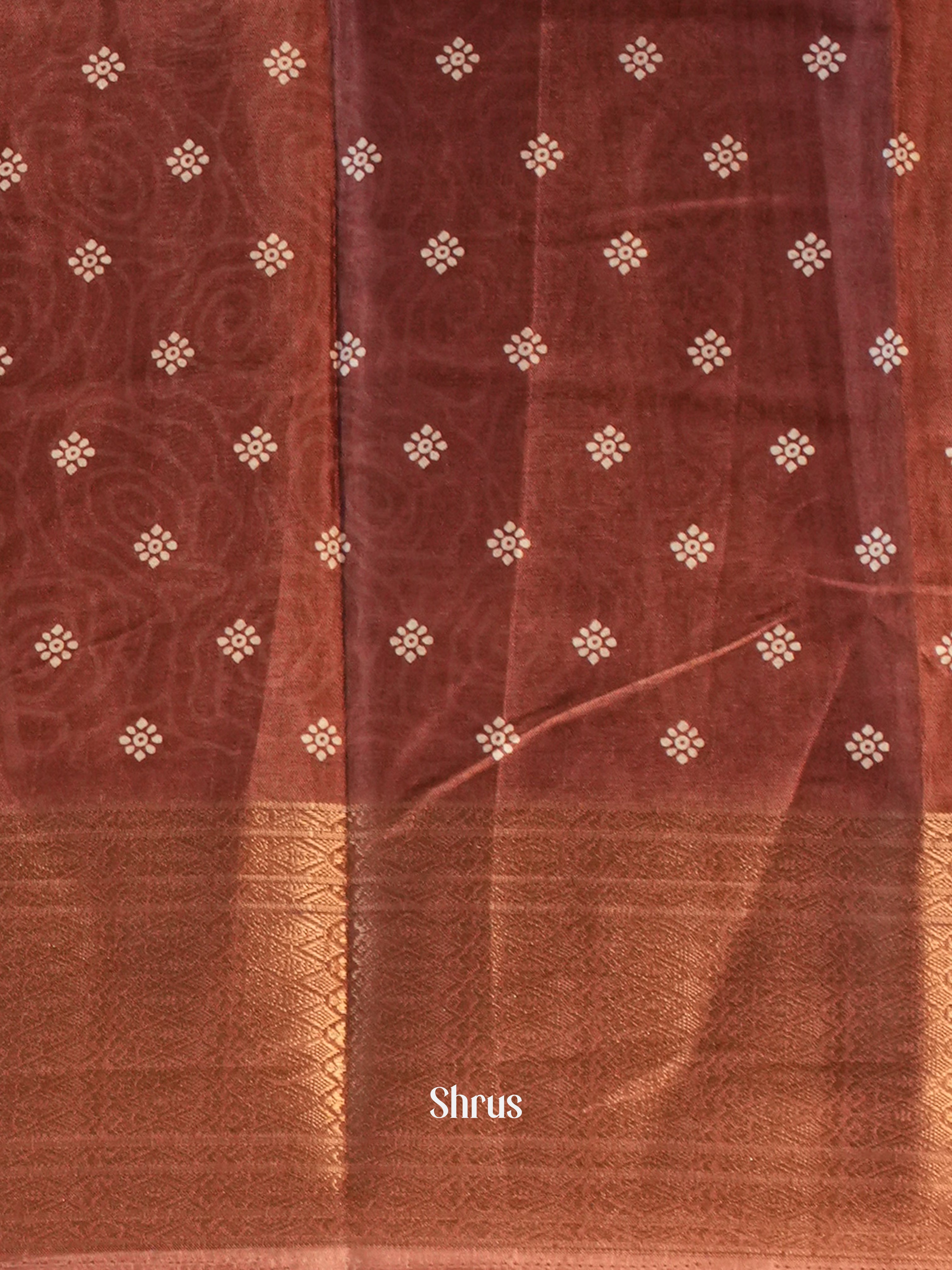 Brown - Semi Crepe Saree