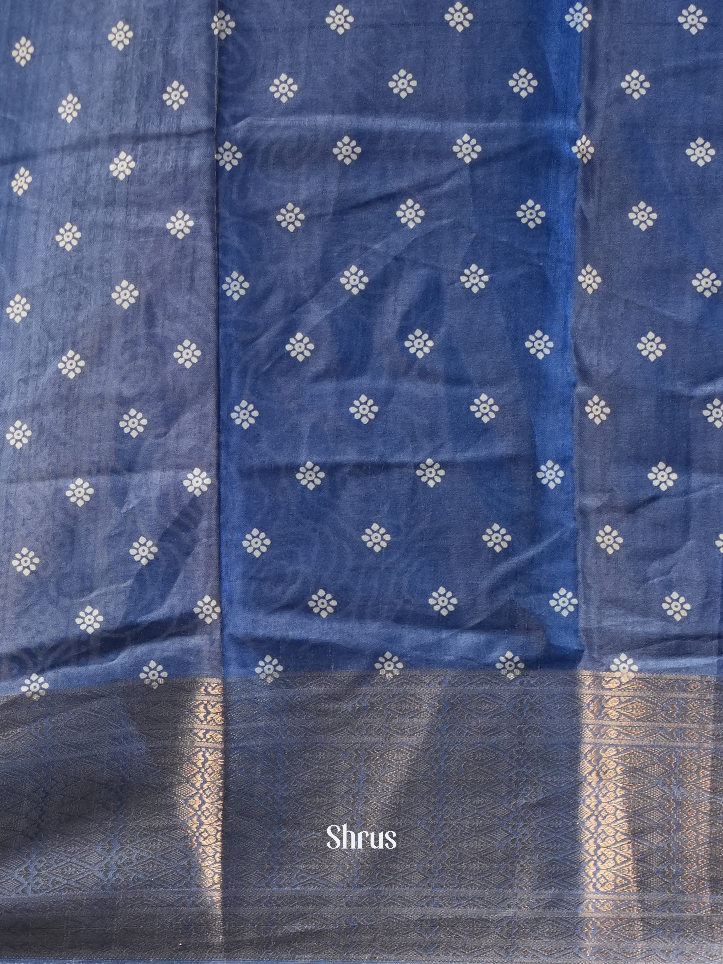 Blue - Semi Crepe Saree