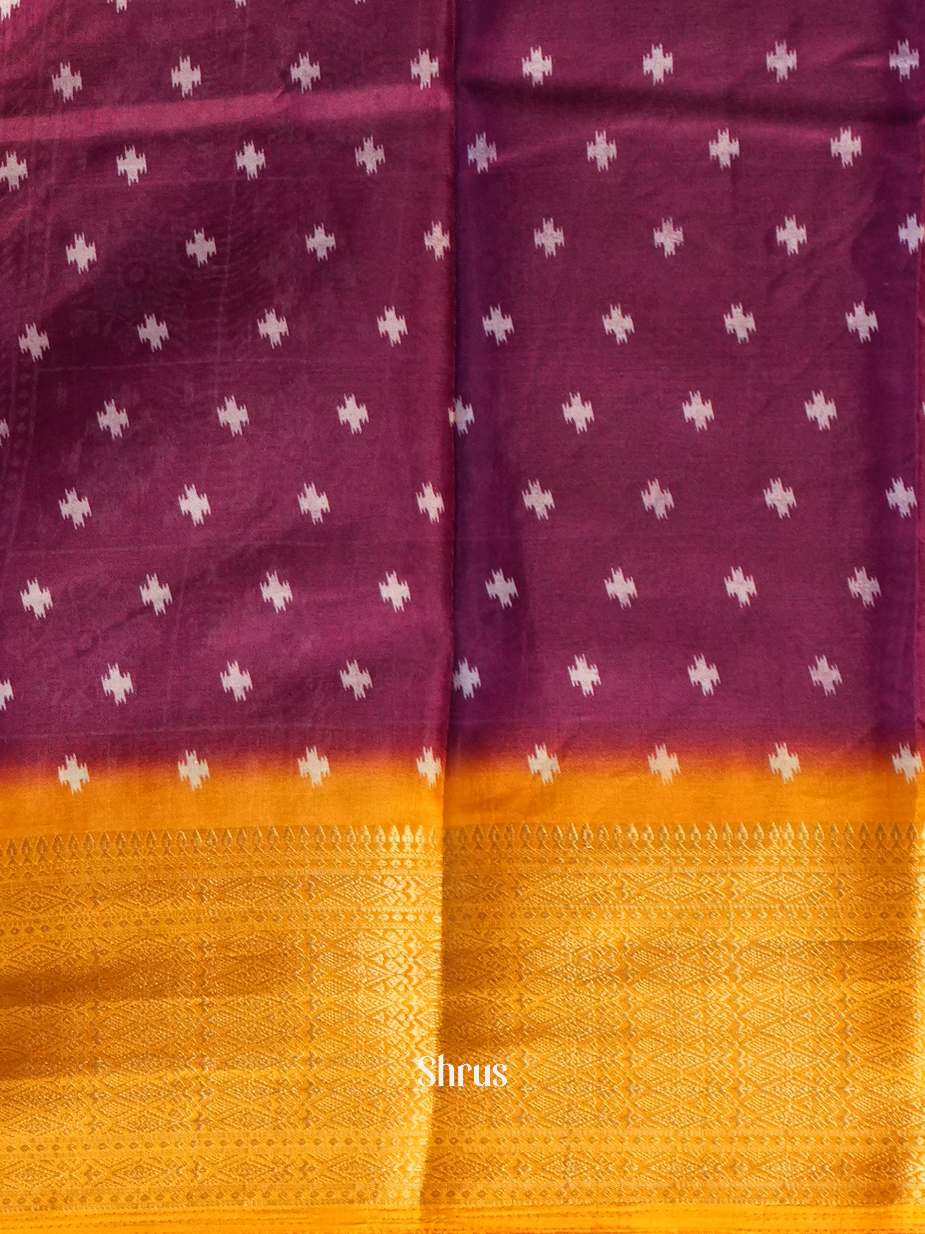 Purple & Mustard - Semi Crepe Saree