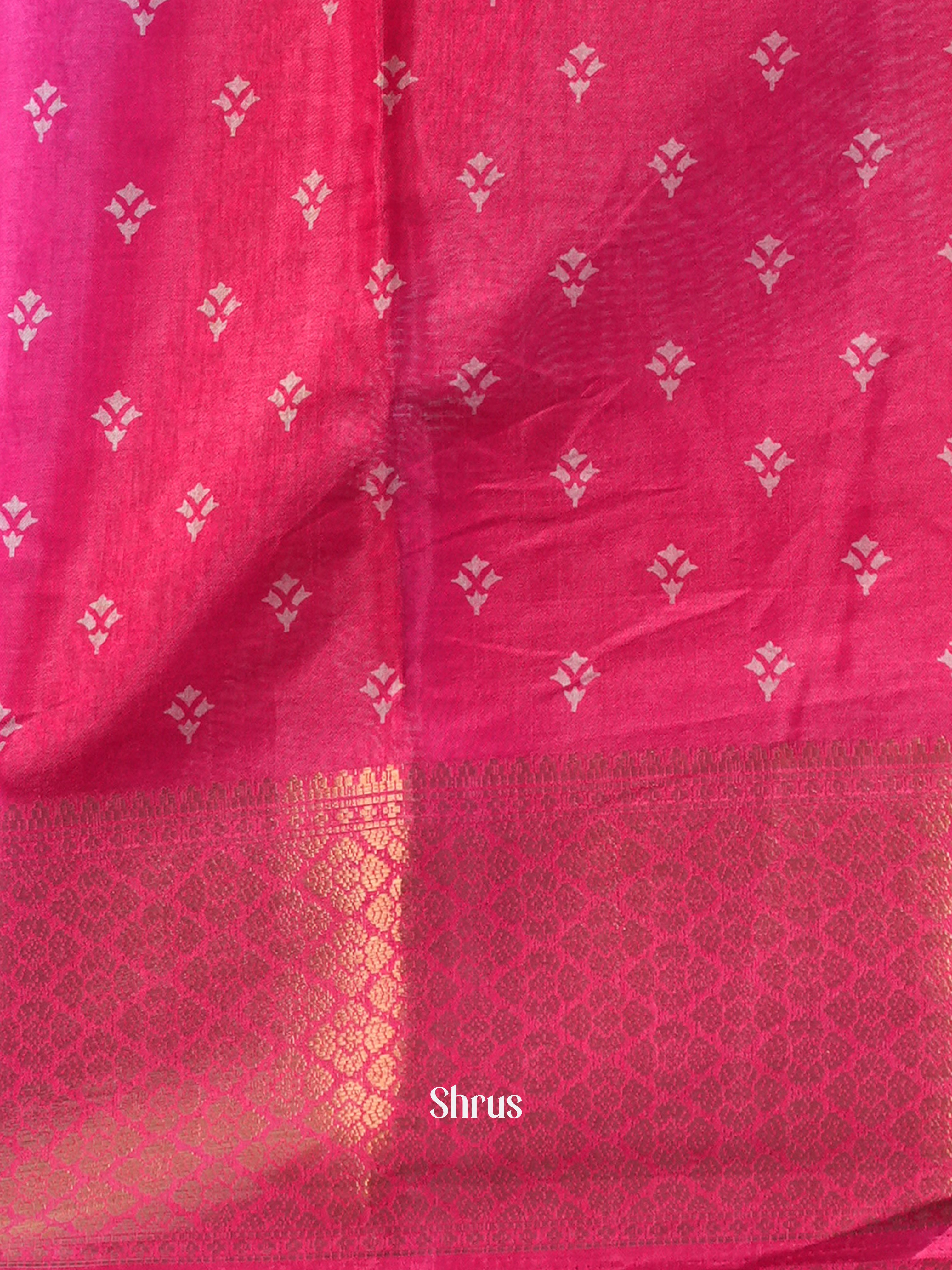 Pink - Semi Crepe Saree