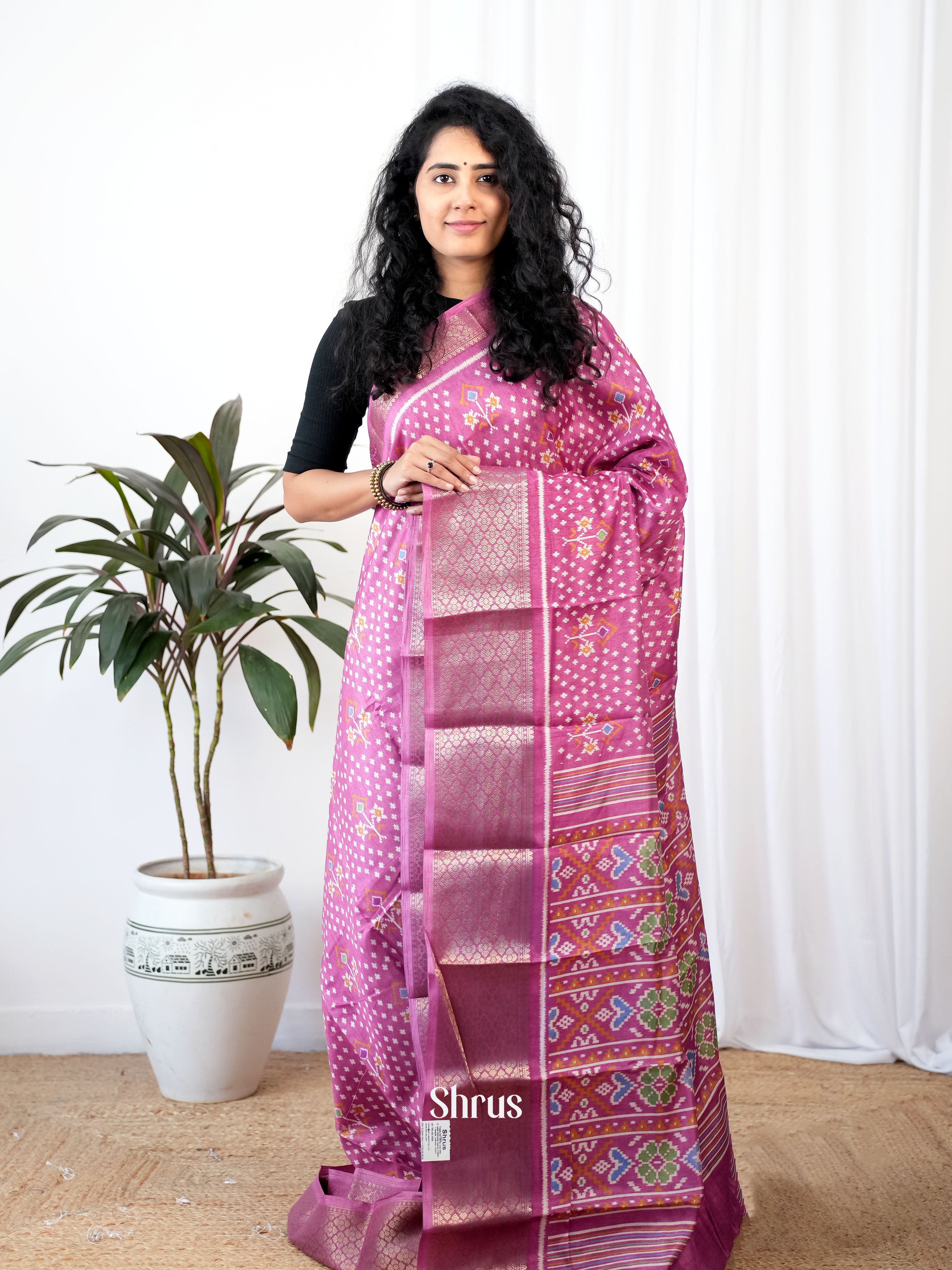 Purple- Semi Crepe Saree