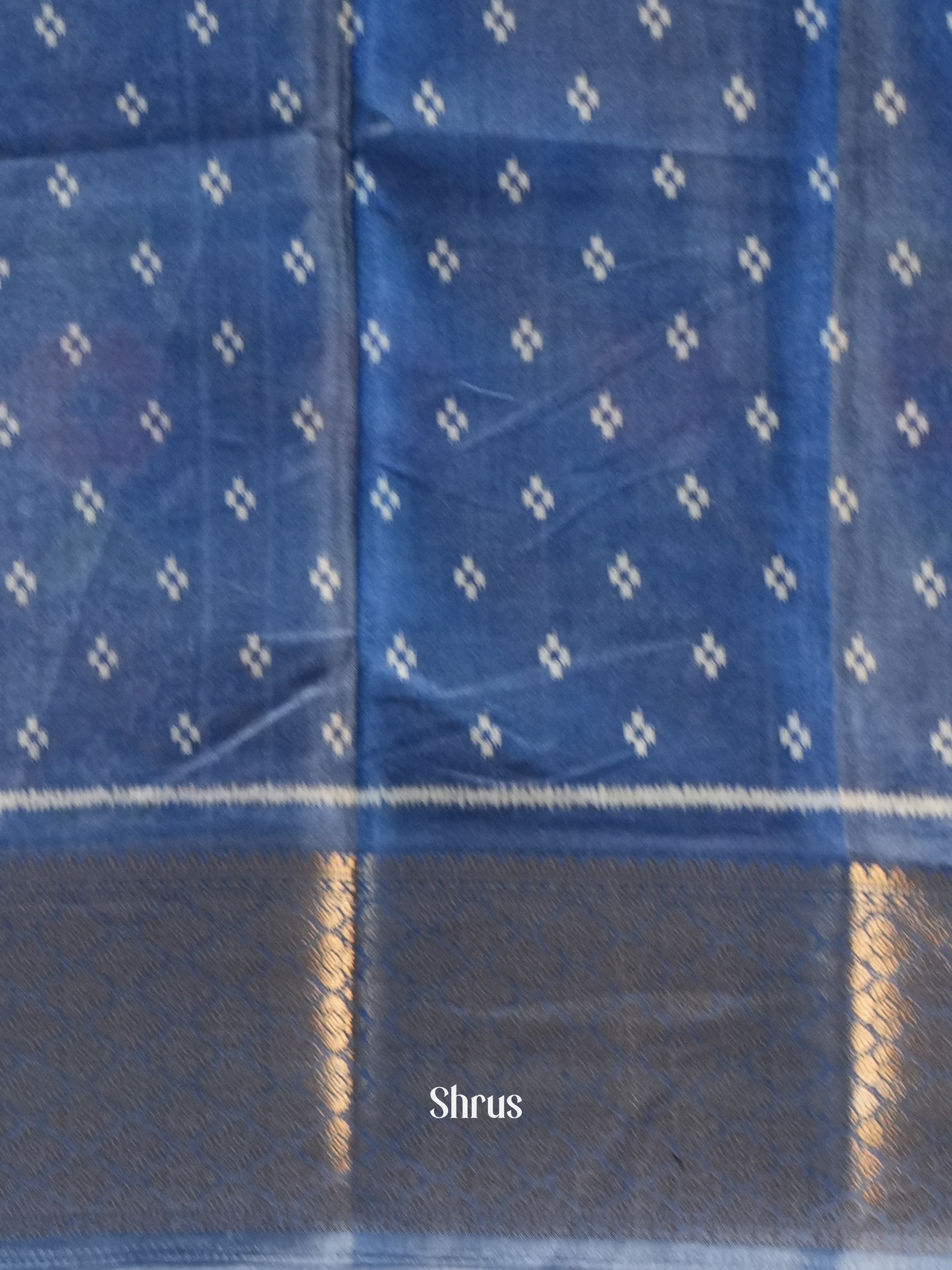 Blue - Semi Crepe Saree