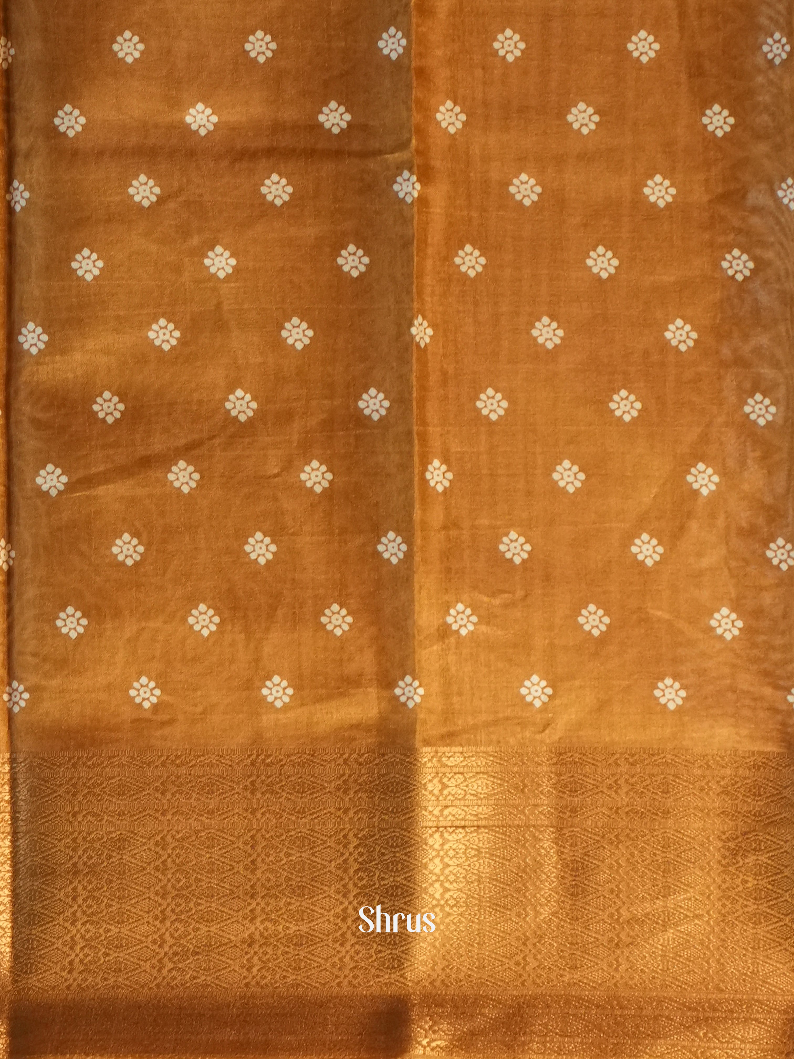 Mustard - Semi Crepe Saree