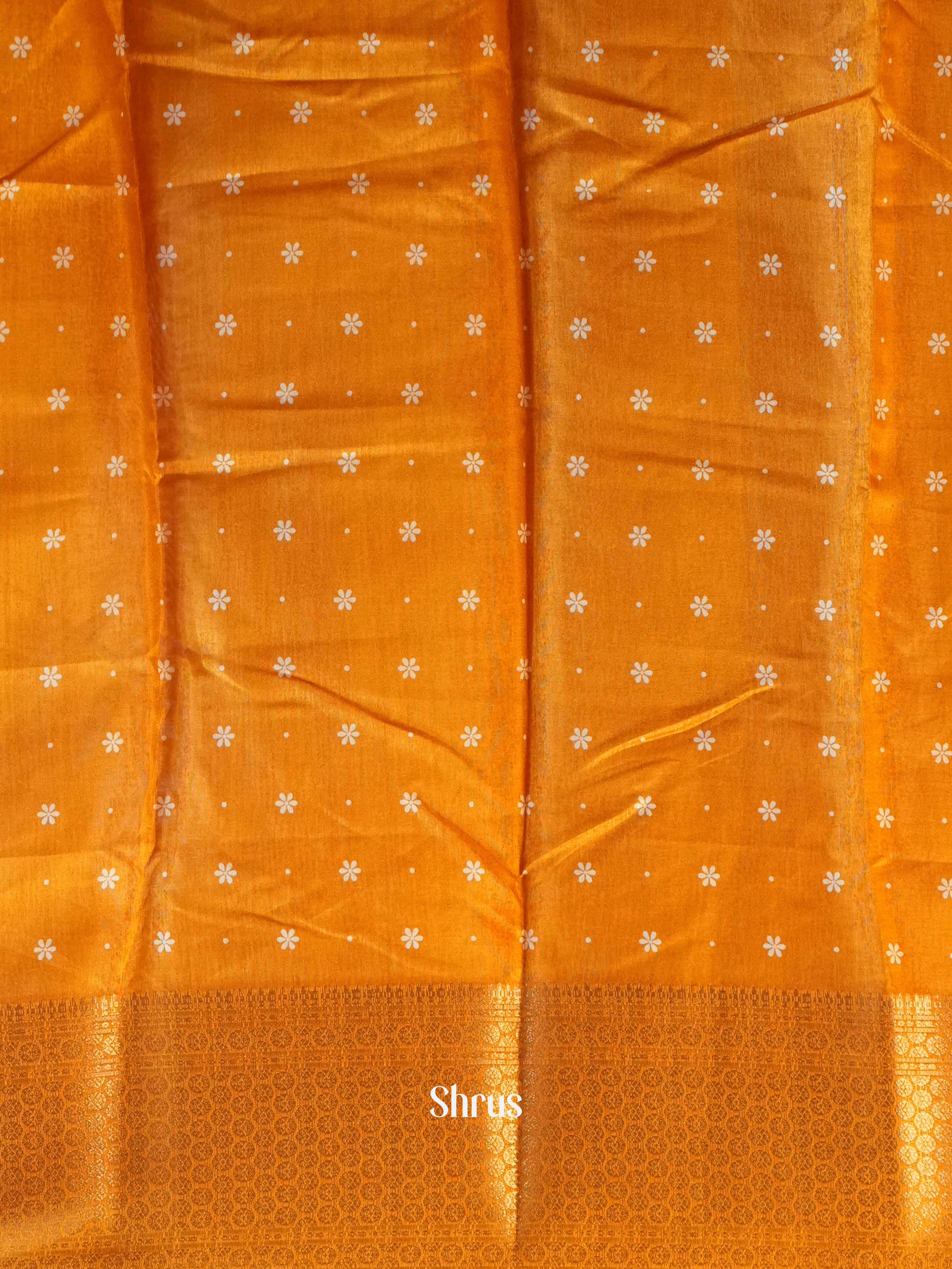 Mustard - Semi Crepe Saree