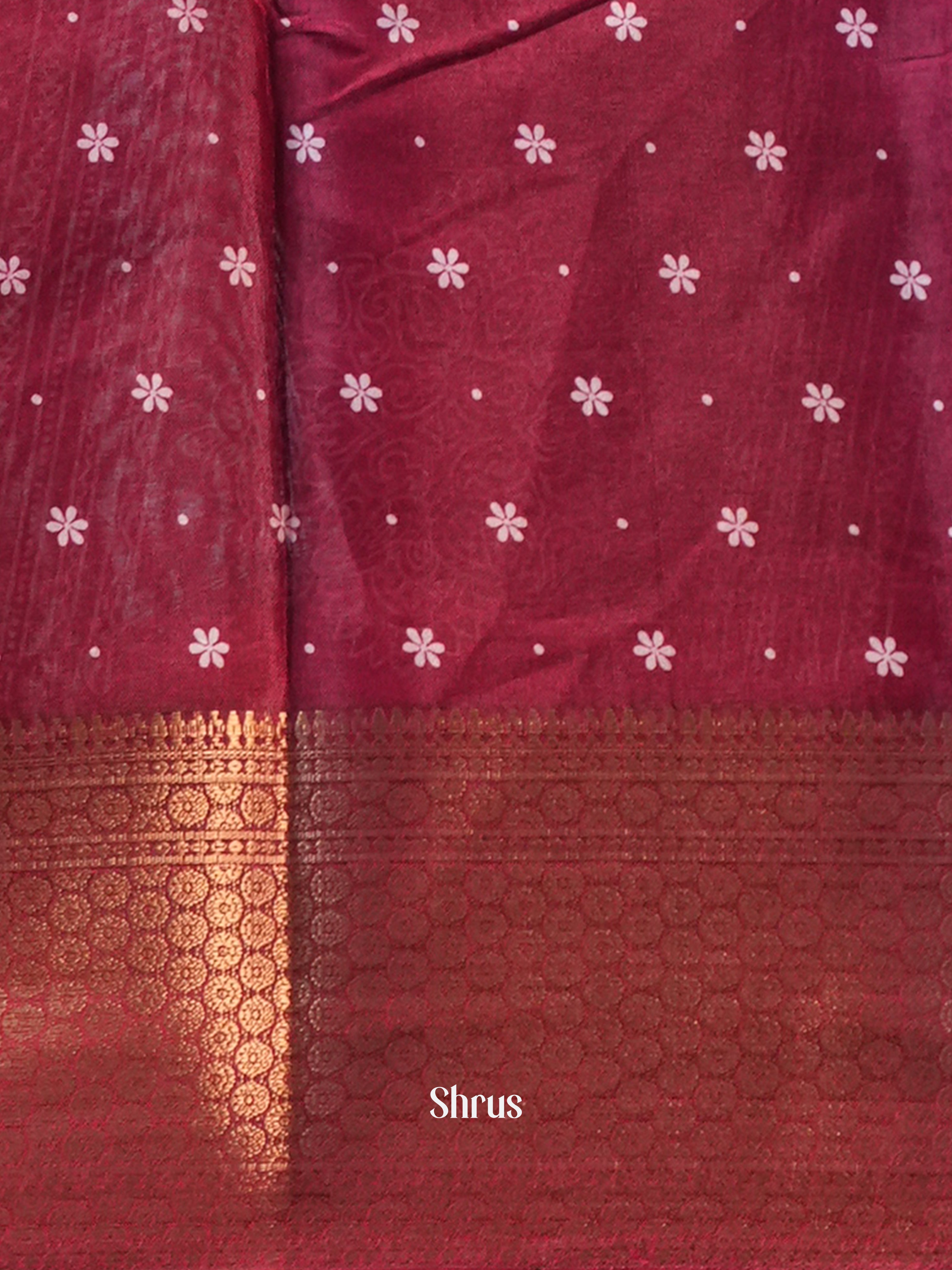 maroon - Semi Crepe Saree