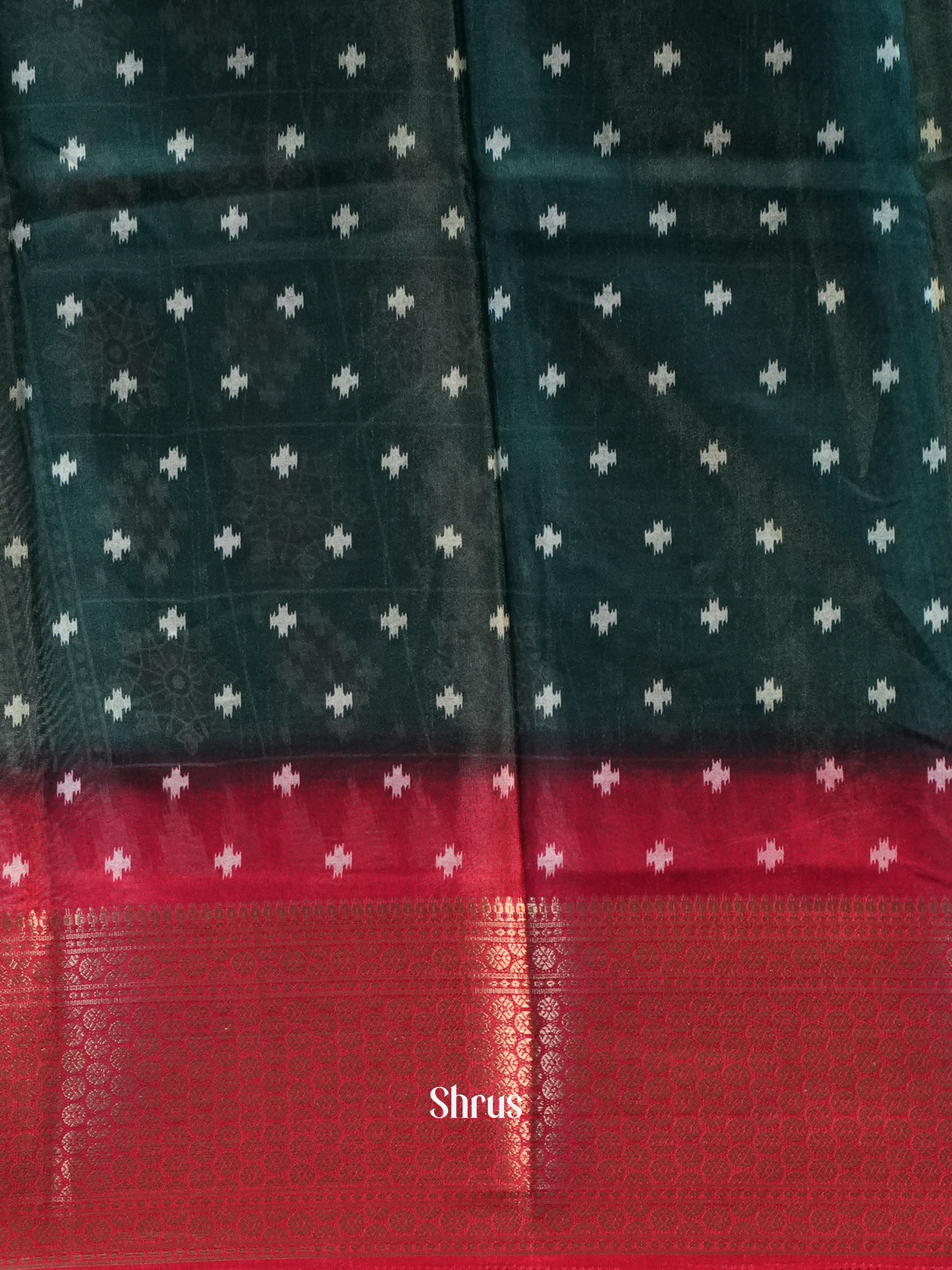 Green & Red - Semi Crepe Saree