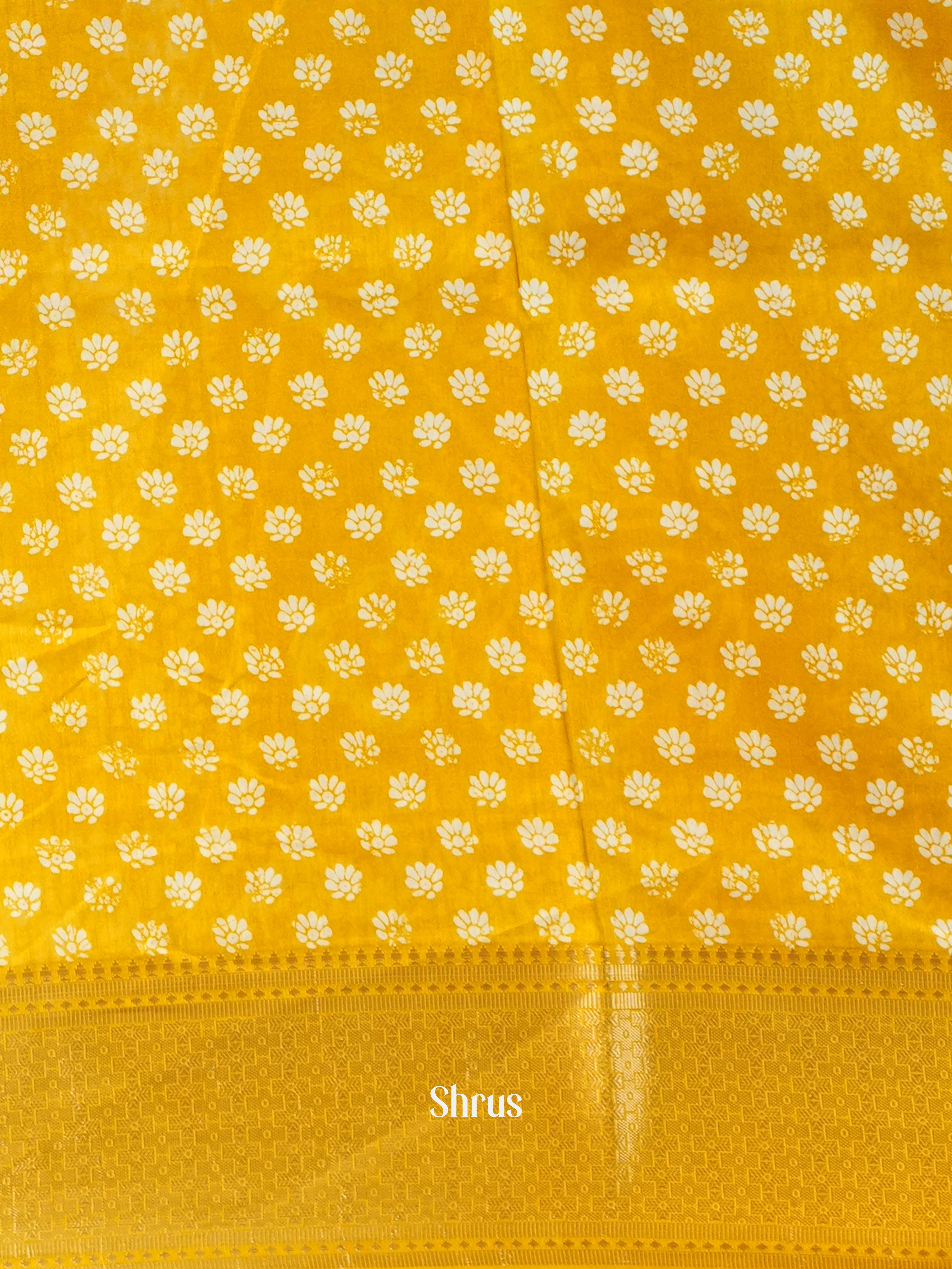 Yellow - Semi Crepe Saree