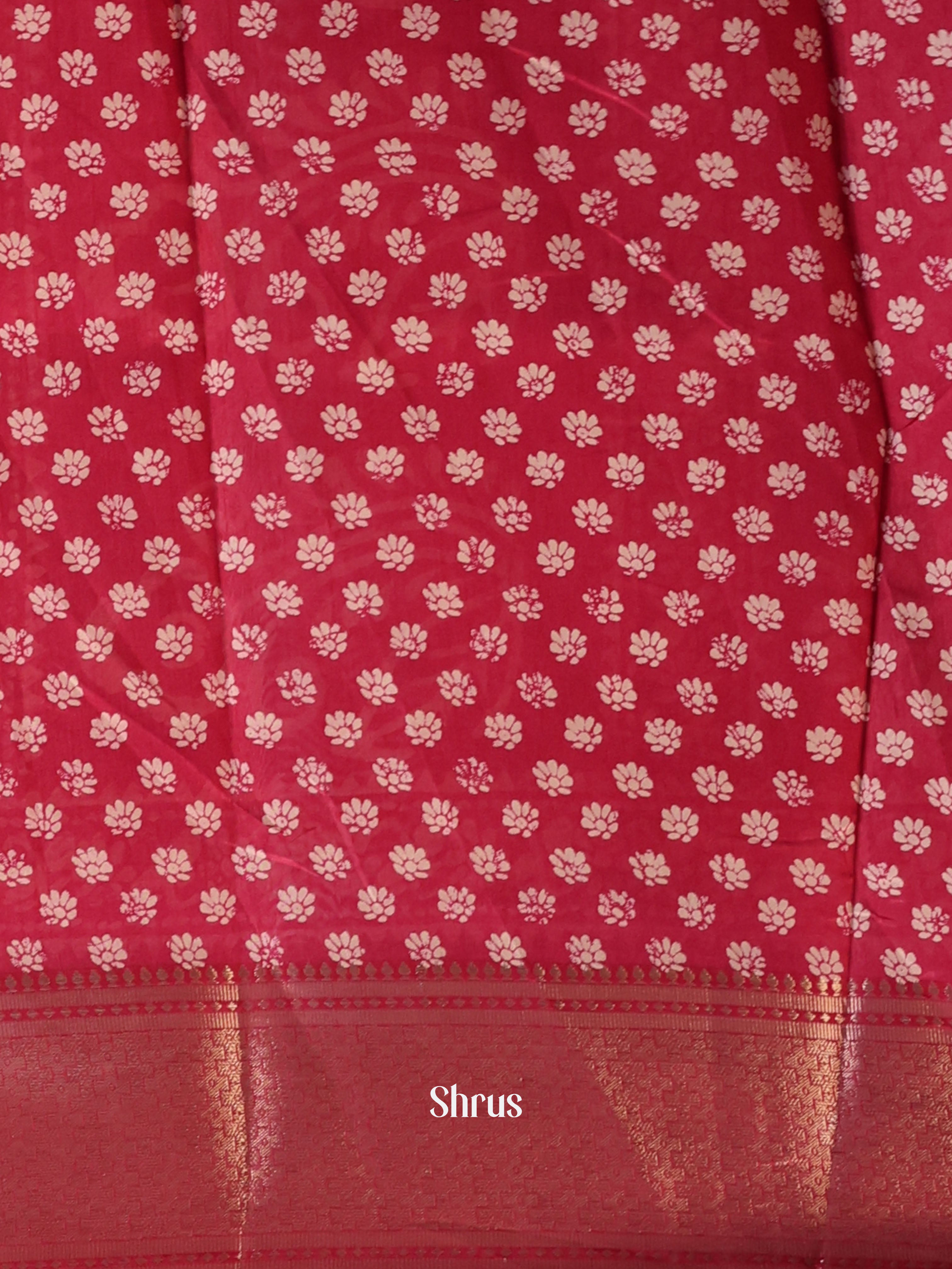 Red - Semi Crepe Saree