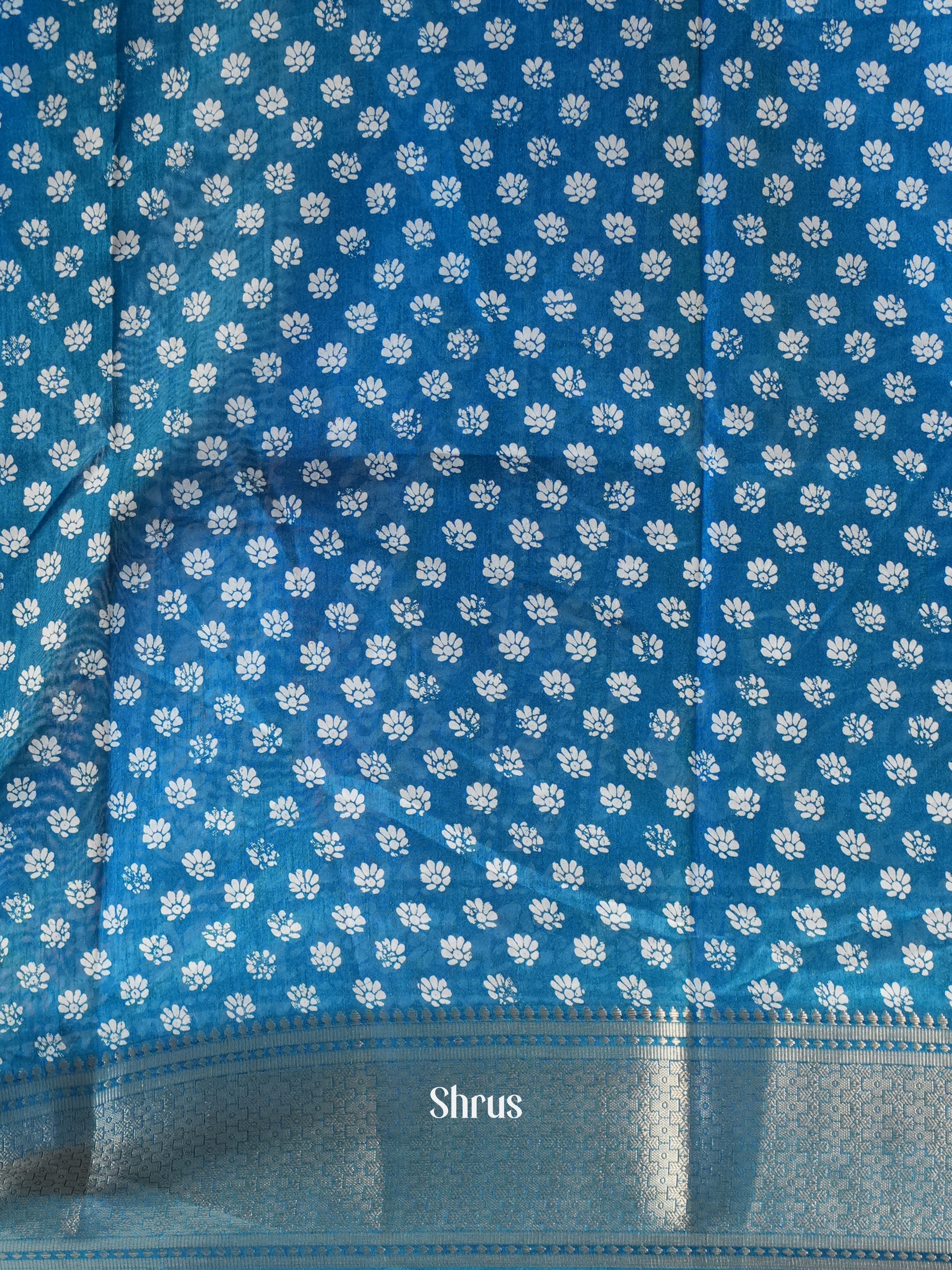 Blue - Semi Crepe Saree