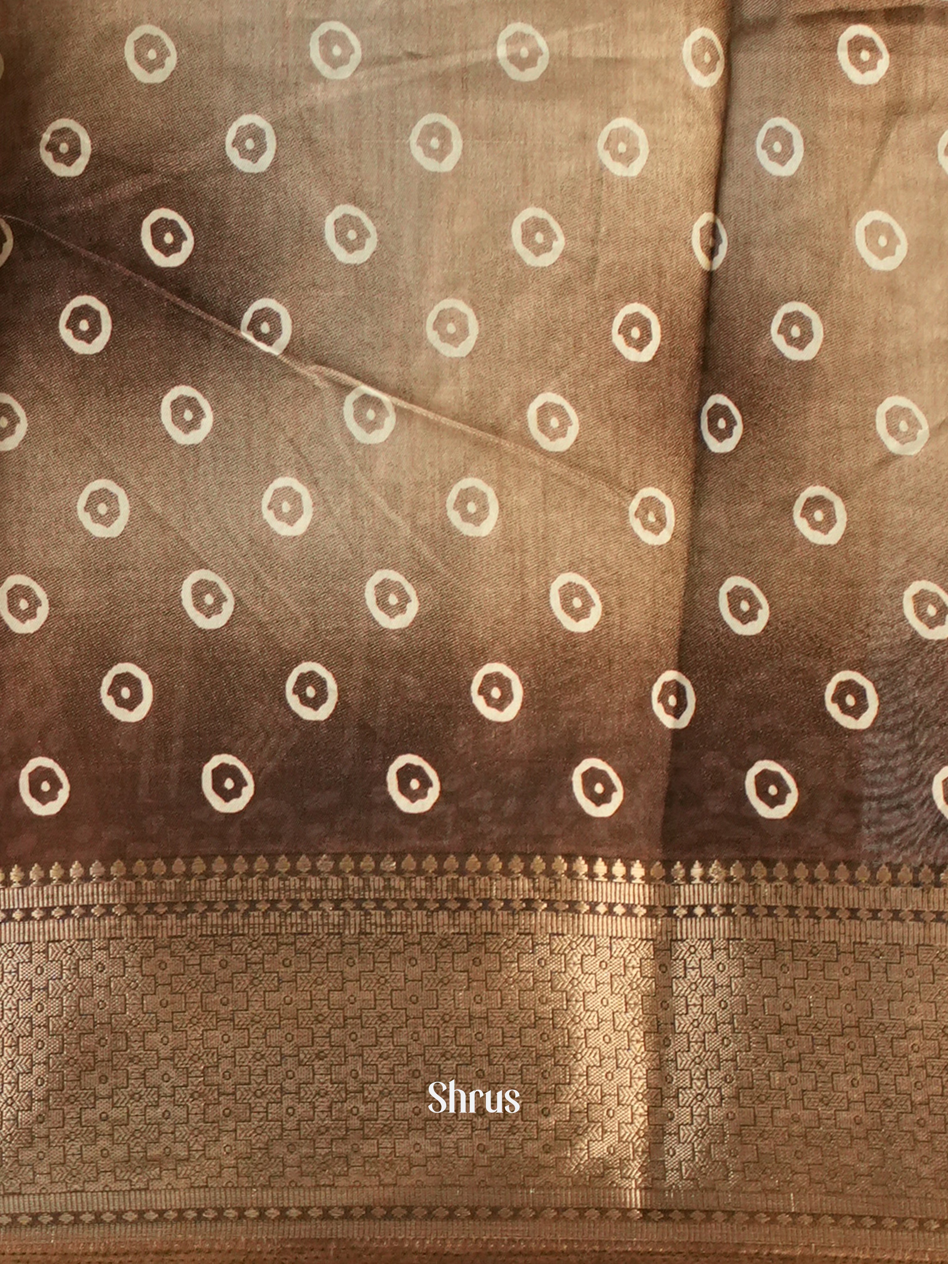 Brown - Semi Crepe Saree