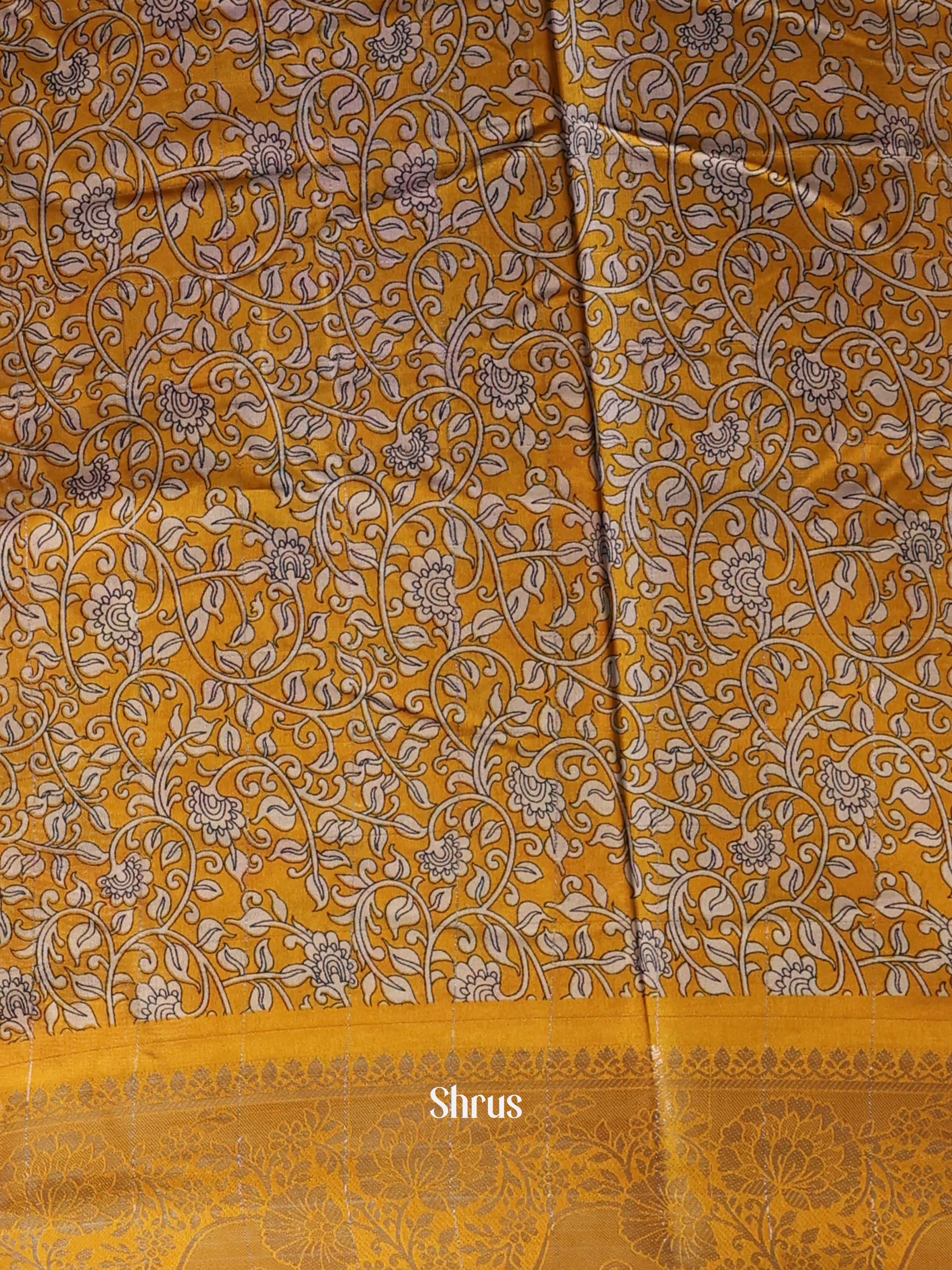 Violet & Yellow - Semi Crepe Saree