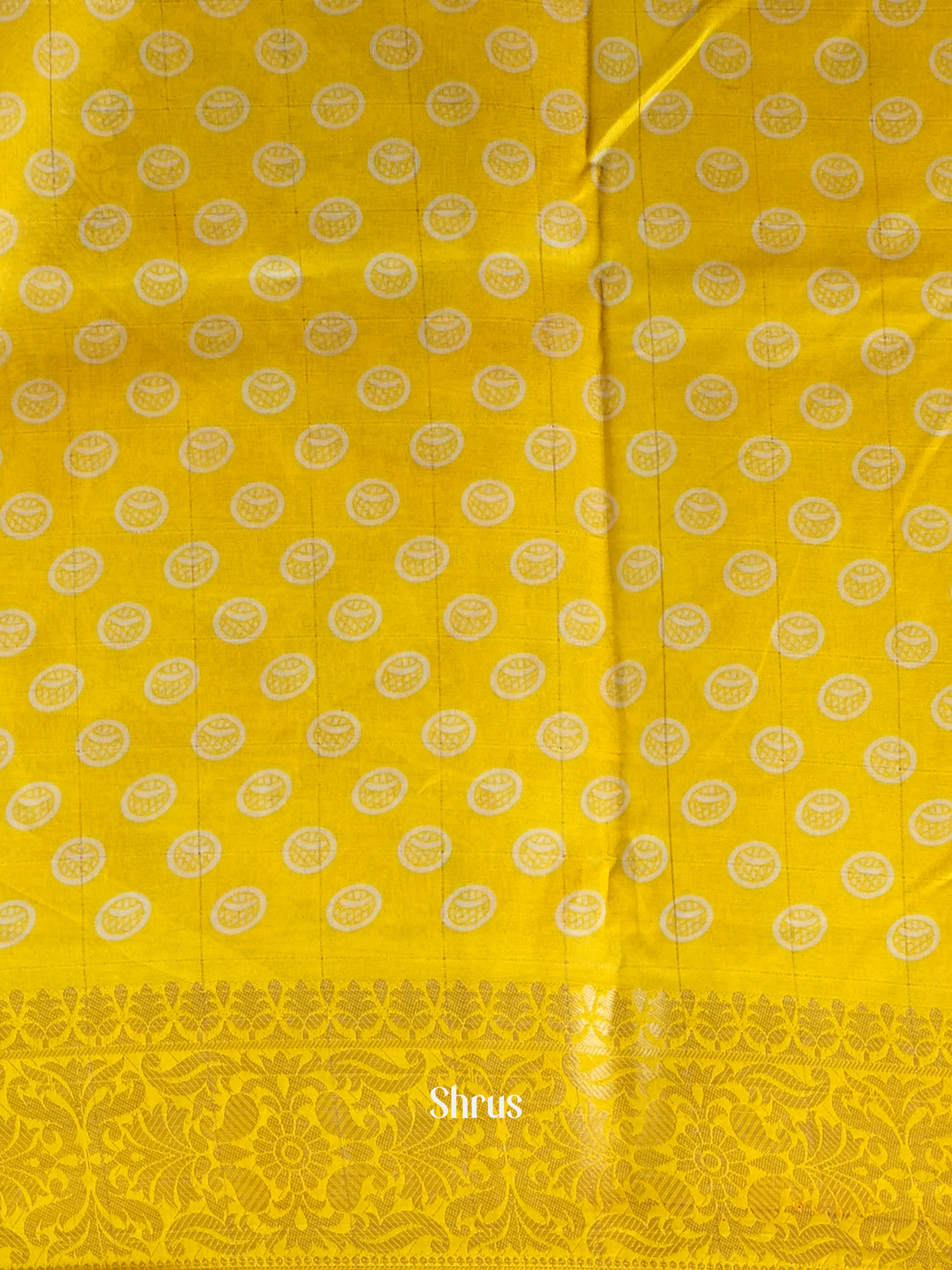 Violet & Yellow - Semi Crepe Saree